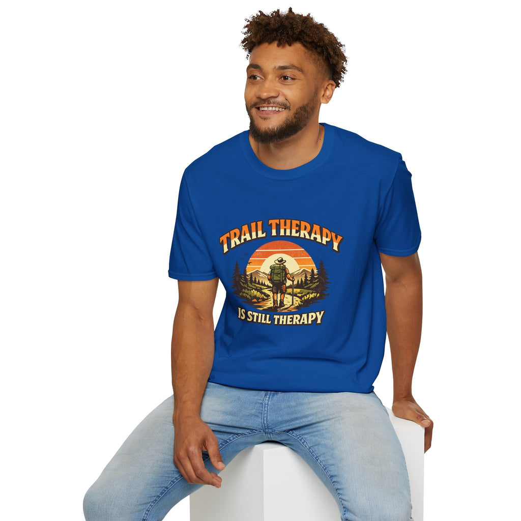 Men’s Trail Therapy T-Shirt — 'Trail Therapy Is Still Therapy' Male Hiking Graphic Tee