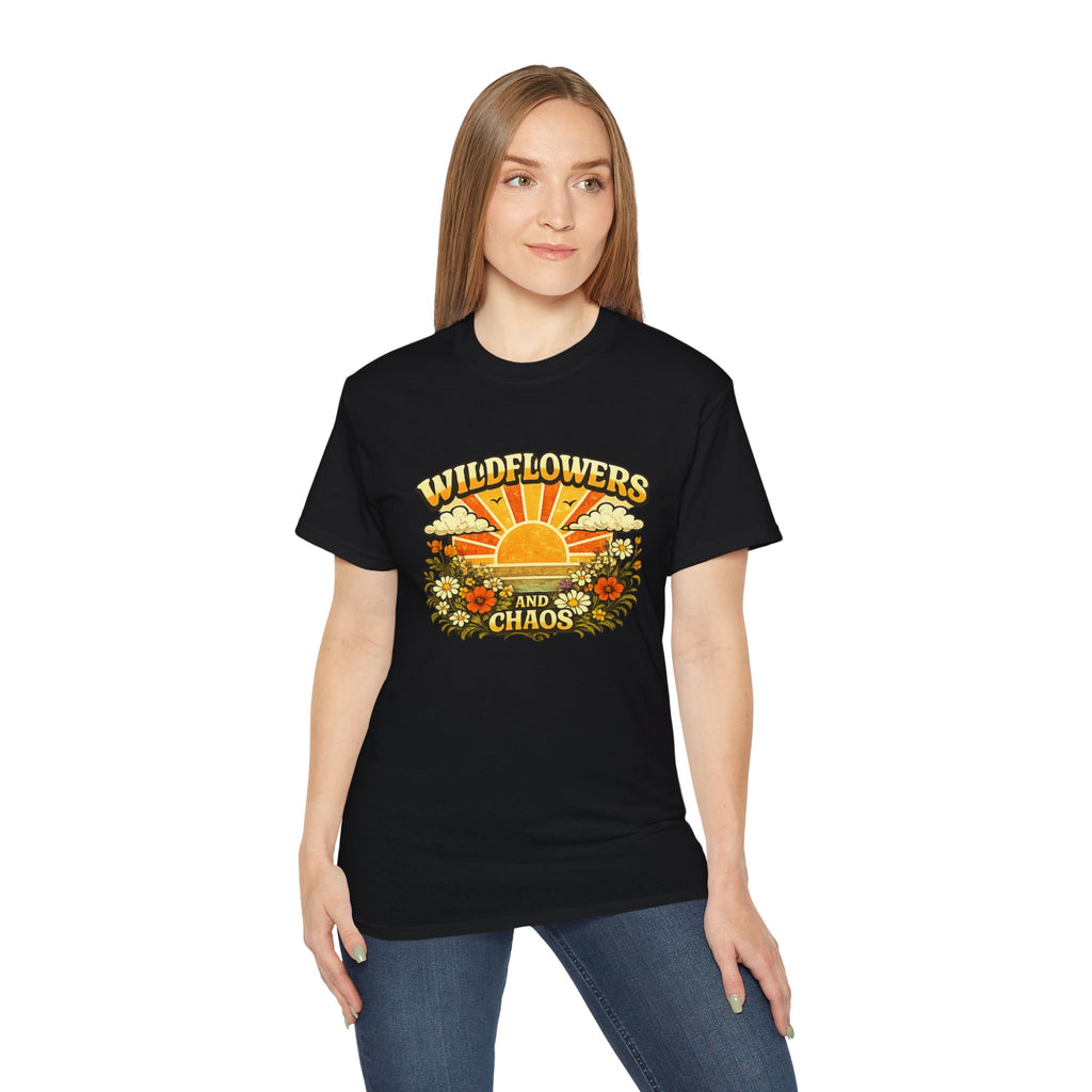 Wildflowers and Chaos Tee — Retro Sunflower Graphic T‑Shirt
