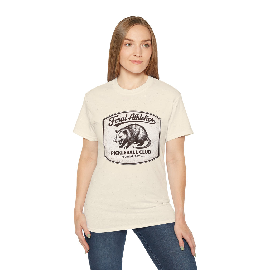 Pickleball Club Tee — "Feral Athletics" Vintage Possum Design
