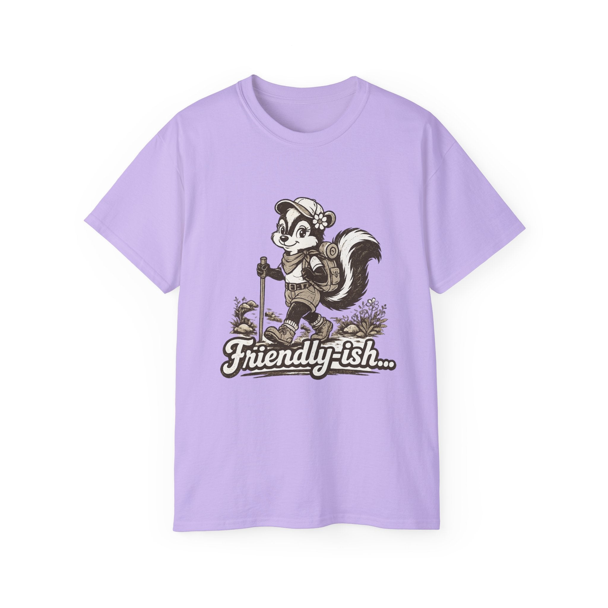 Friendly-ish Woman's Hiking Skunk Tee — Retro Outdoors Graphic T-Shirt