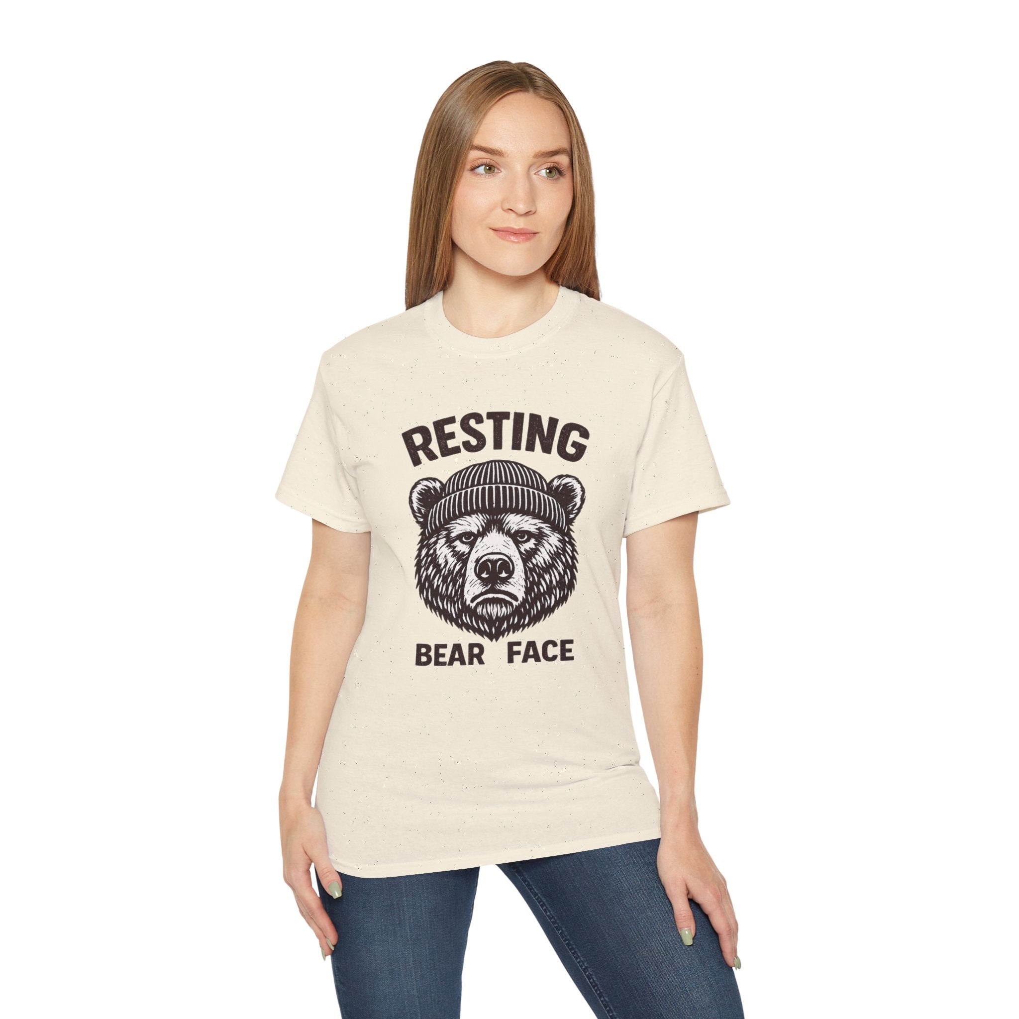 "Resting Bear Face" Graphic Tee, Funny Bear Illustration