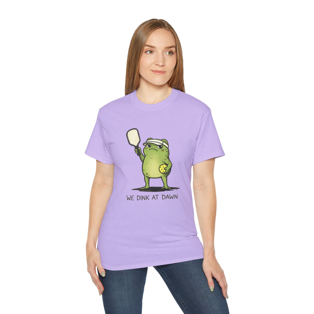 “We Drink at Dawn” Funny Pickleball T-Shirt — Cute Drunk Pickleball Graphic Tee
