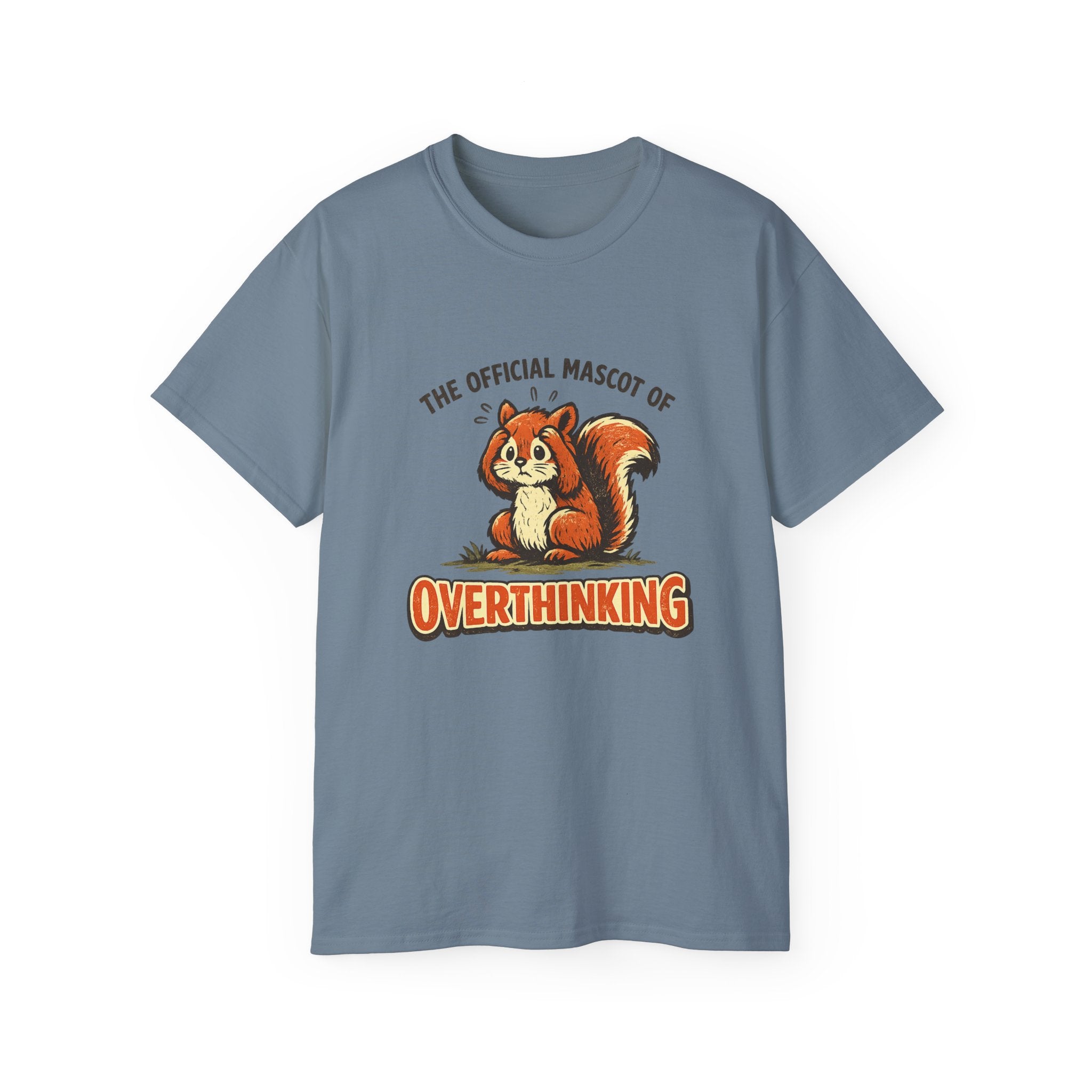 Overthinking Mascot T-Shirt — Cute Retro Squirrel Graphic Tee
