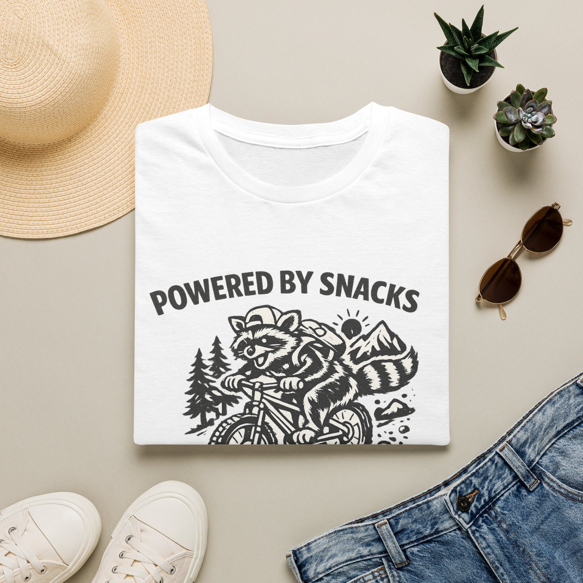 Mountain biking Tee Shirt  Powered by Snacks and Bad Decisions Graphic Tee