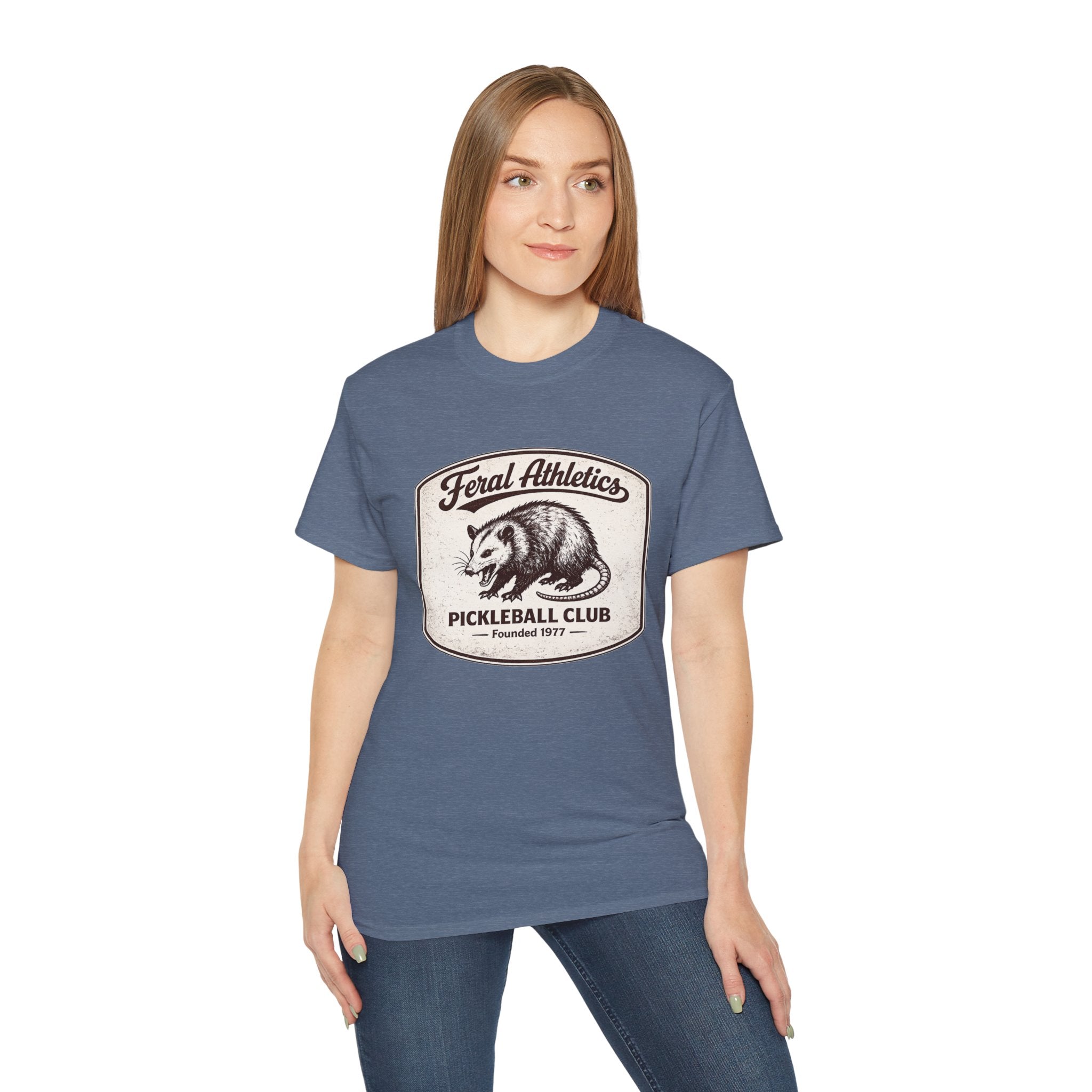 Pickleball Club Tee — "Feral Athletics" Vintage Possum Design