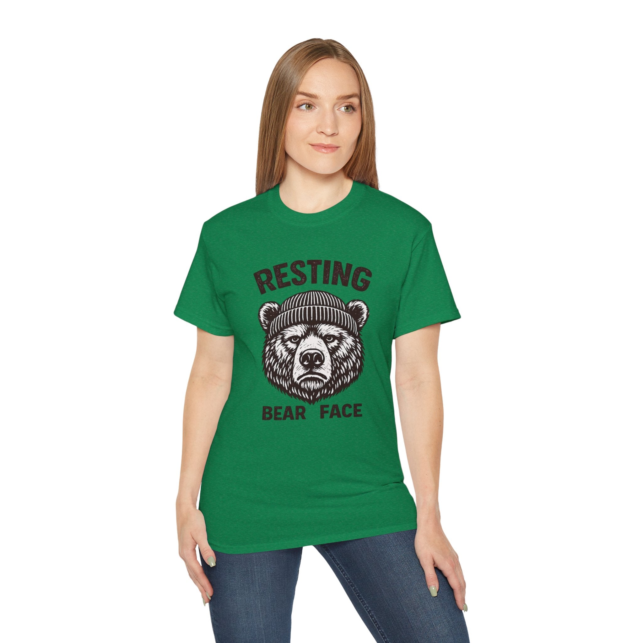 "Resting Bear Face" Graphic Tee, Funny Bear Illustration
