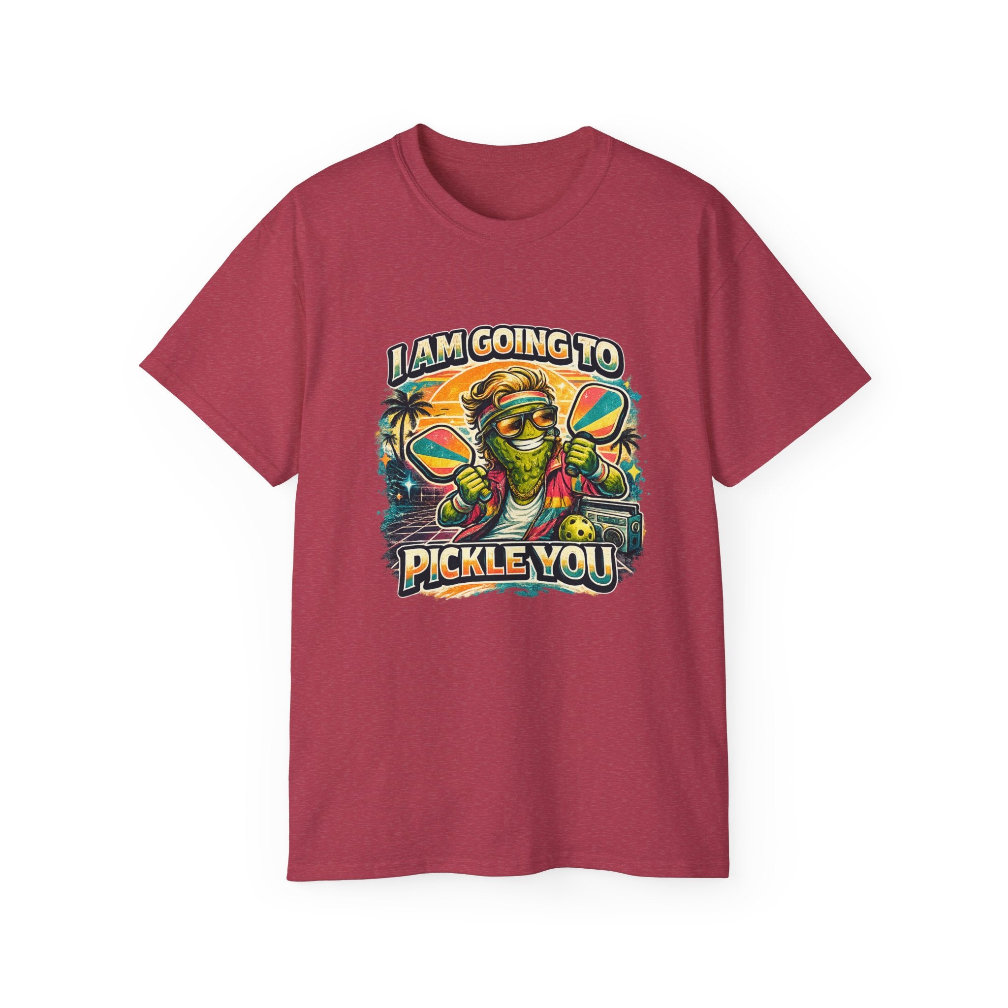 I Am Going To Pickle You Tee — Funny Pickleball Character Graphic T-Shirt