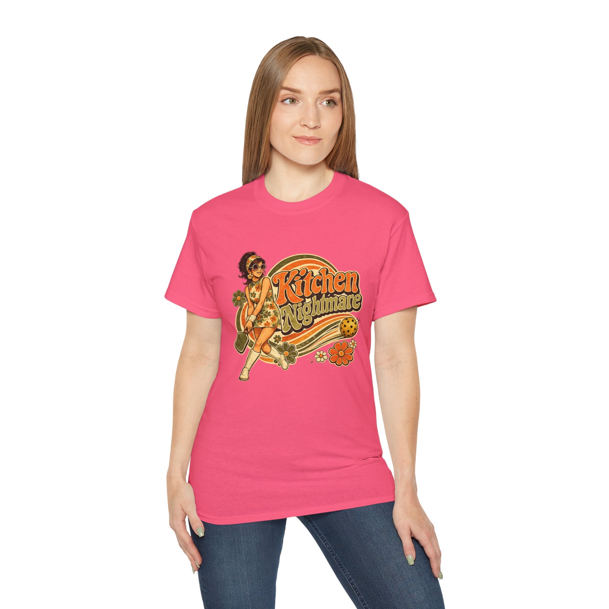Kitchen Nightmare Retro Tee — Vintage Pinup Pickleball Graphic Shirt