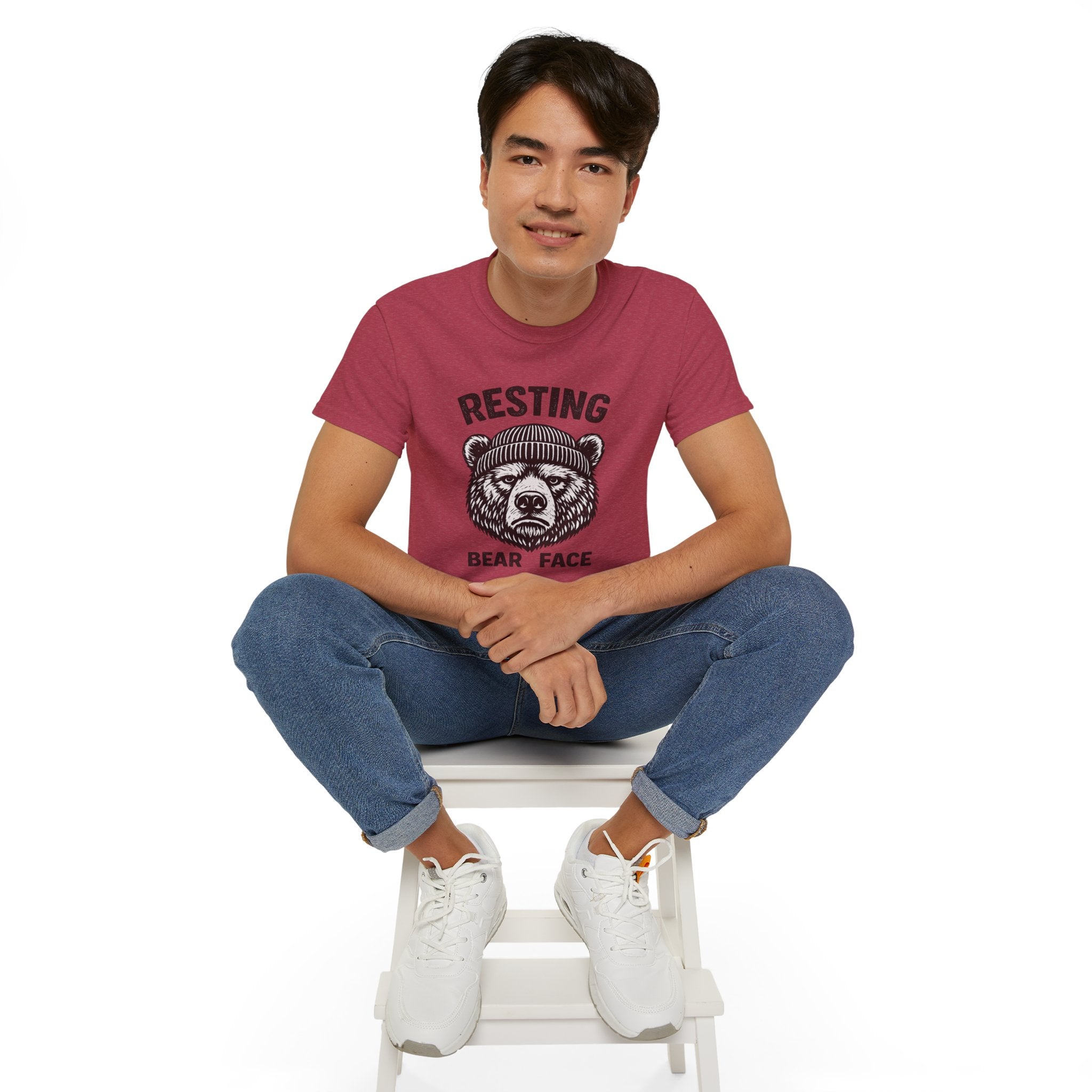 "Resting Bear Face" Graphic Tee, Funny Bear Illustration