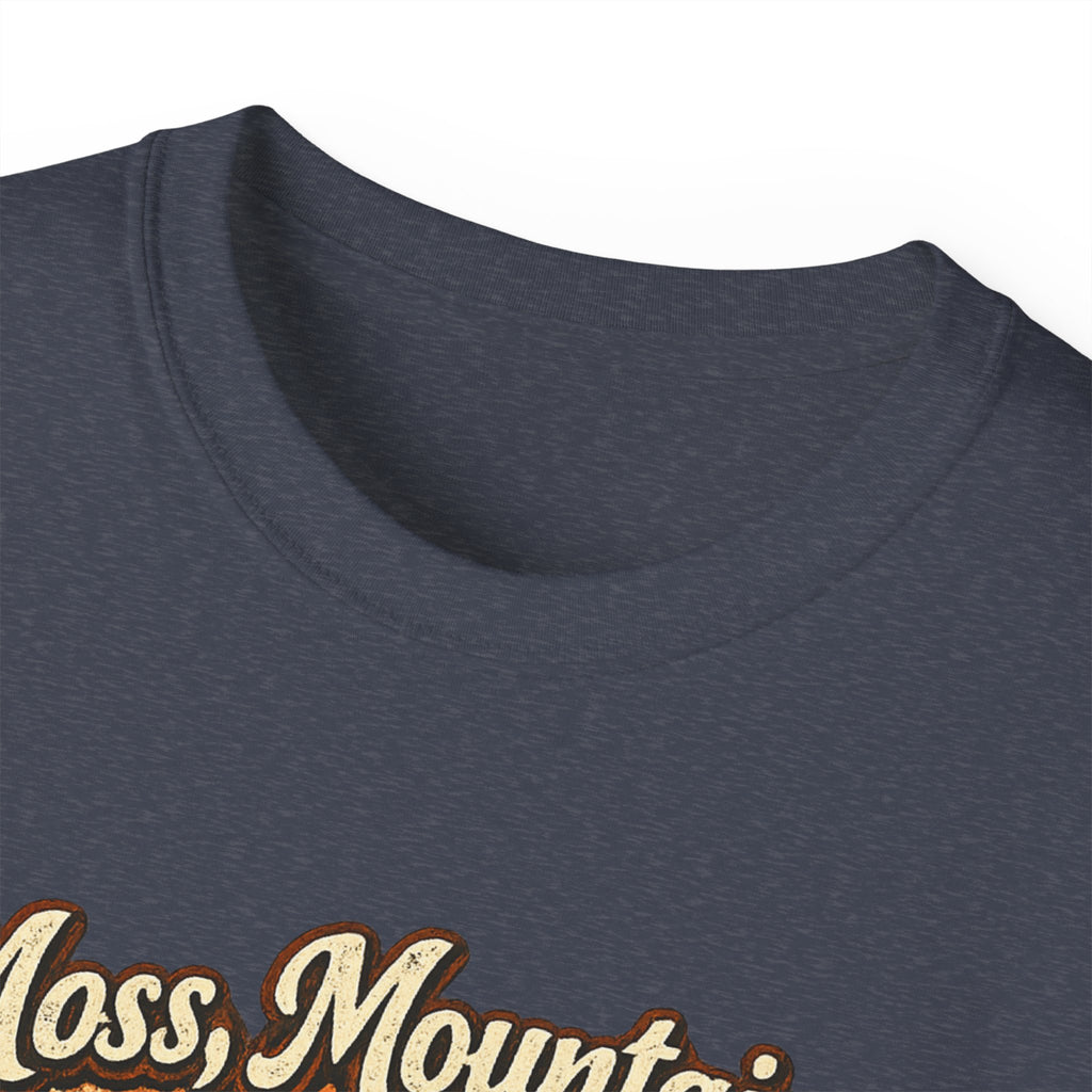 Moss, Mountains & Morning Coffee Tee — Vintage Camping Coffee T‑Shirt