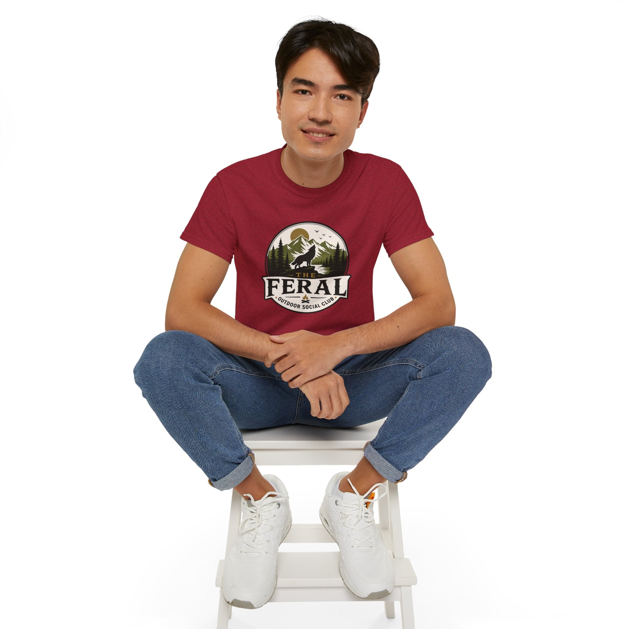 Feral Outdoor Social Club T-Shirt — Wilderness Wolf Logo Tee