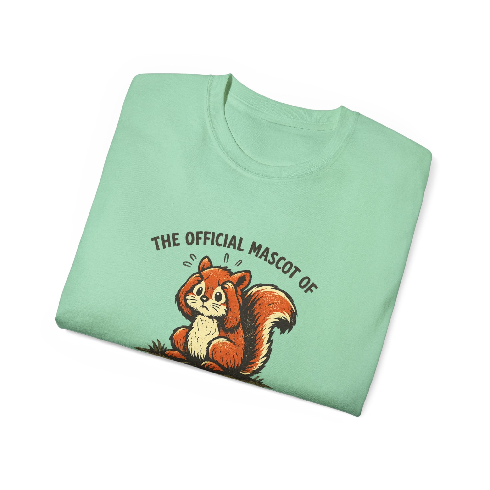 Overthinking Mascot T-Shirt — Cute Retro Squirrel Graphic Tee