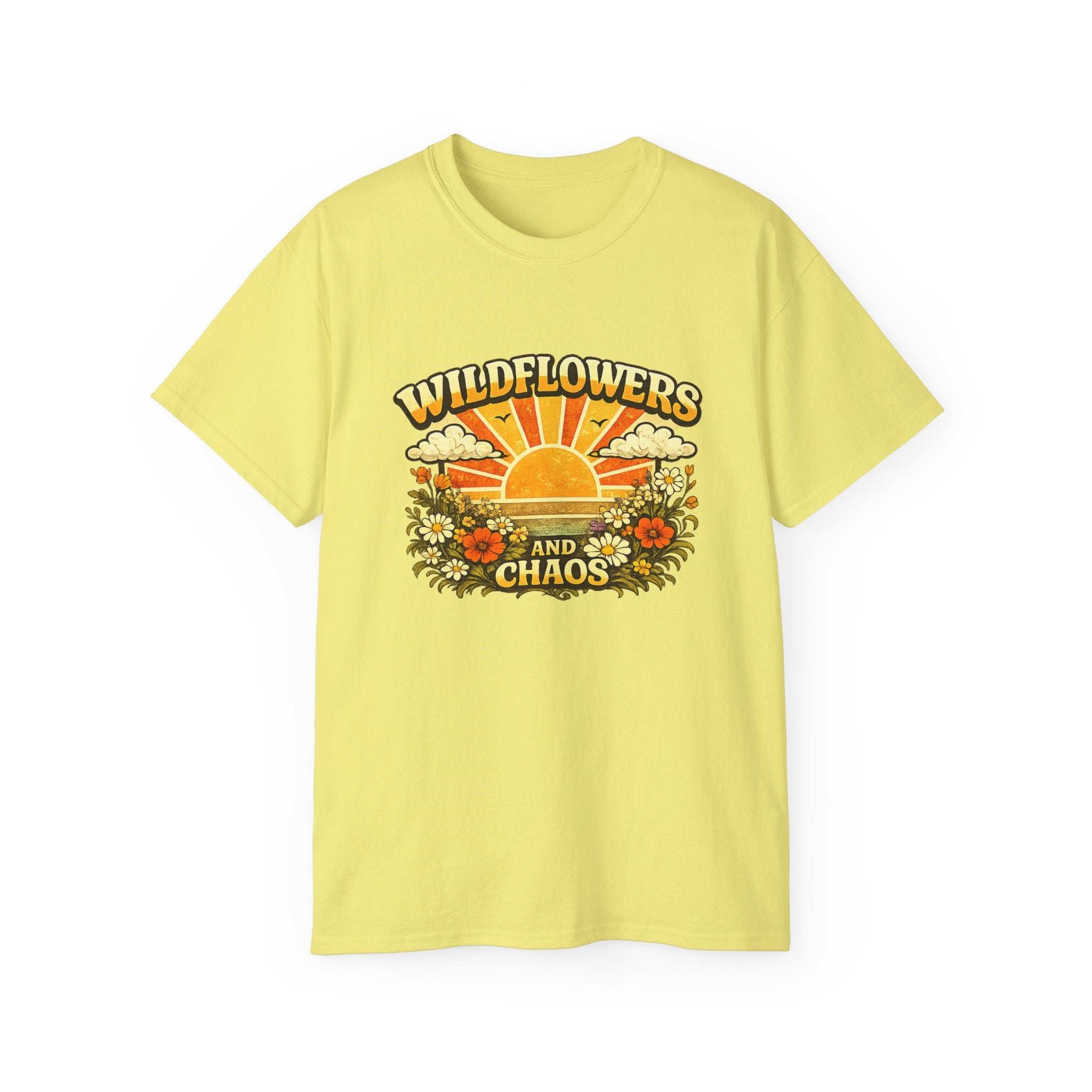 Wildflowers and Chaos Tee — Retro Sunflower Graphic T‑Shirt
