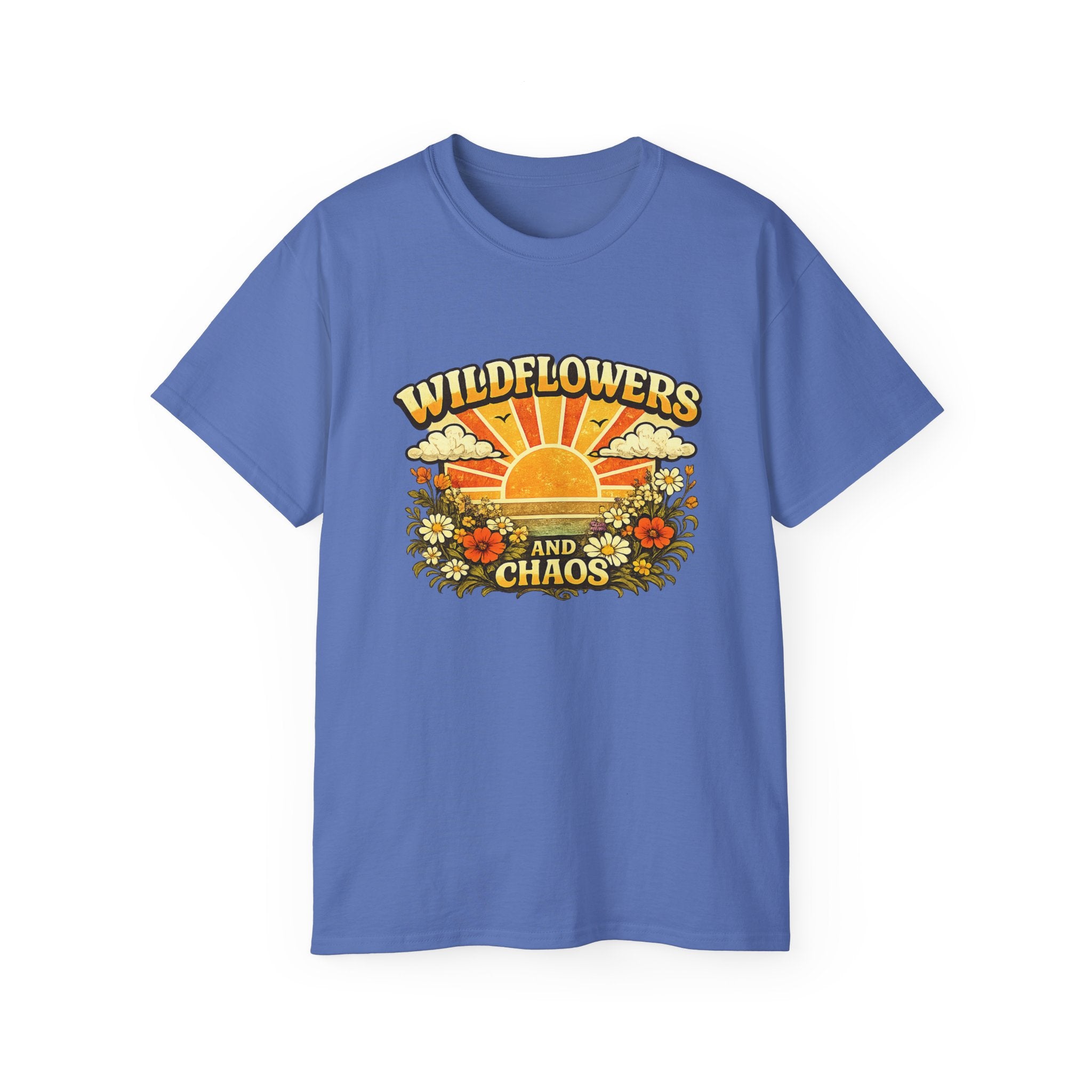 Wildflowers and Chaos Tee — Retro Sunflower Graphic T‑Shirt