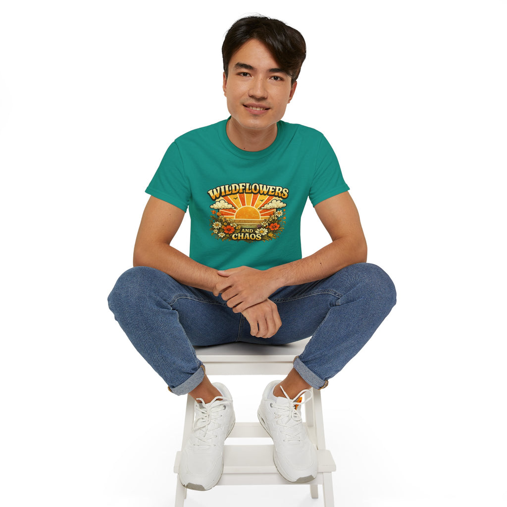 Wildflowers and Chaos Tee — Retro Sunflower Graphic T‑Shirt