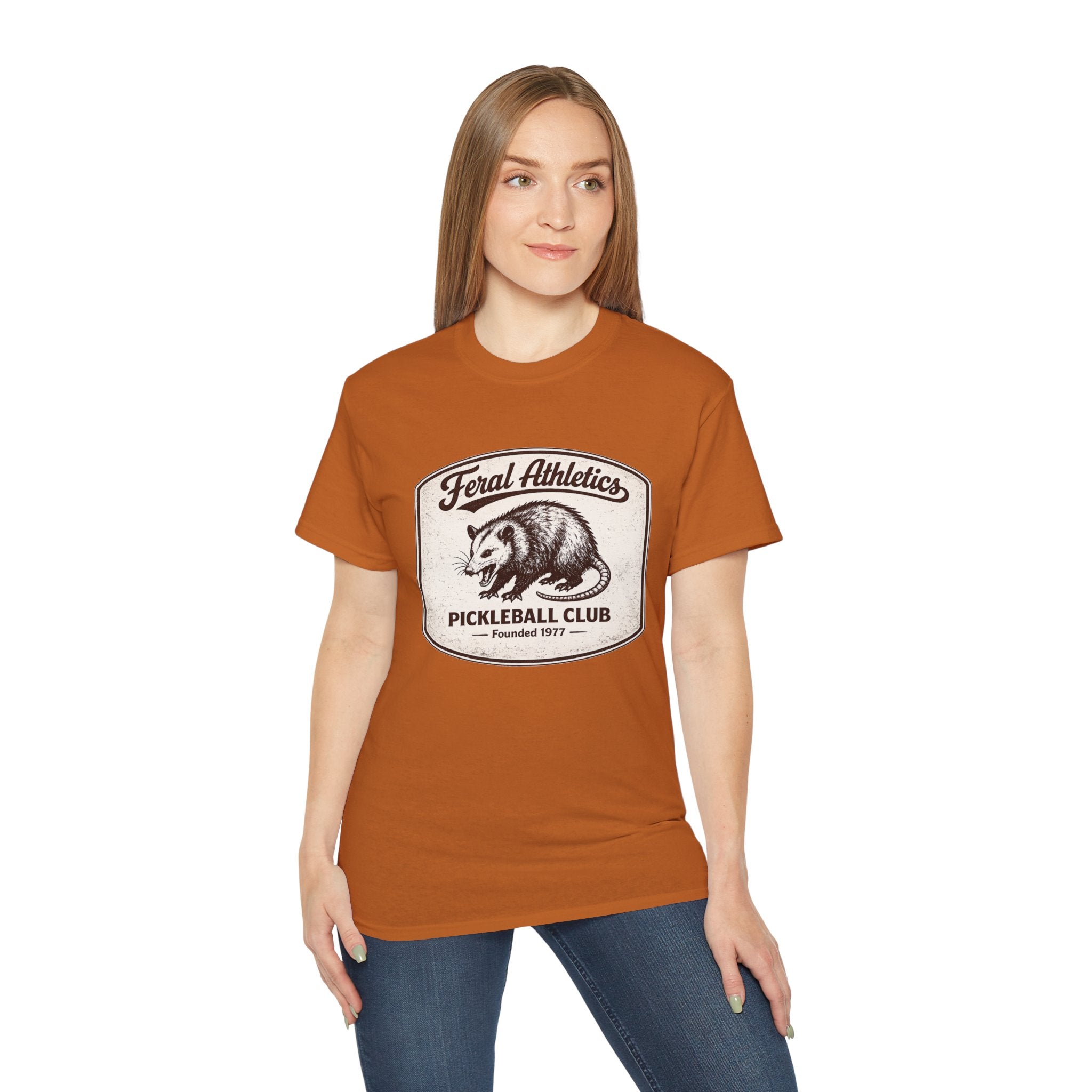 Pickleball Club Tee — "Feral Athletics" Vintage Possum Design