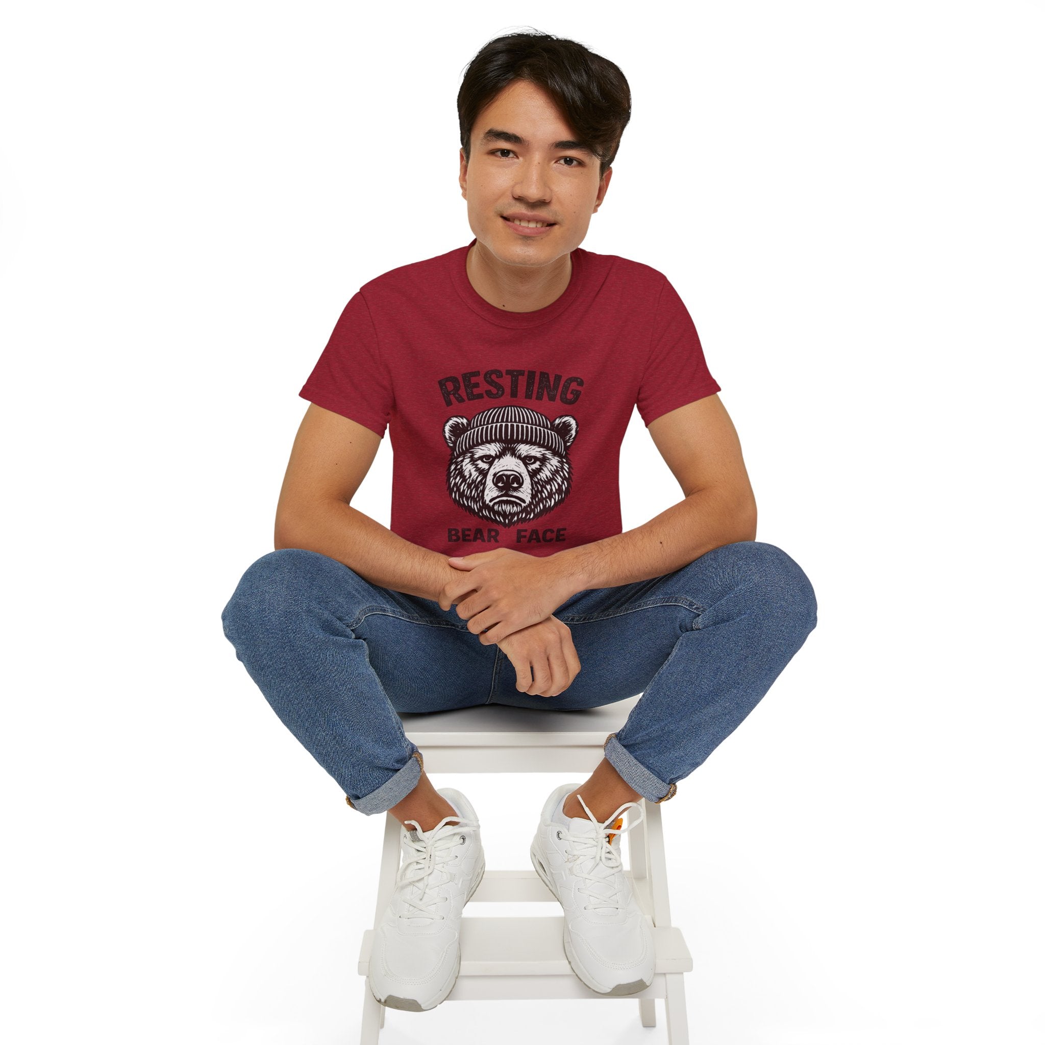 "Resting Bear Face" Graphic Tee, Funny Bear Illustration