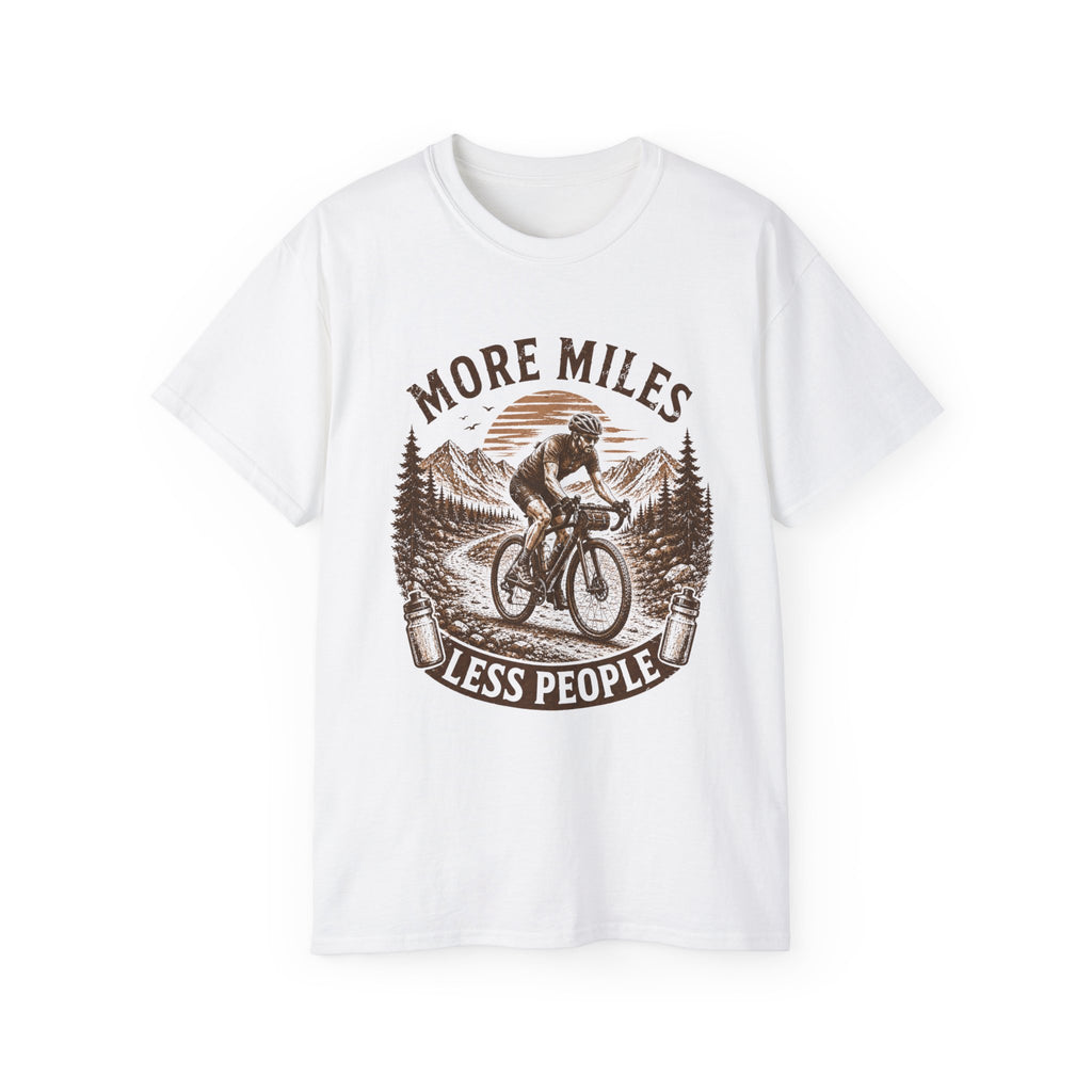 Gravel Cycling T‑Shirt — "More Miles, Less People" Gravel Bike Tee
