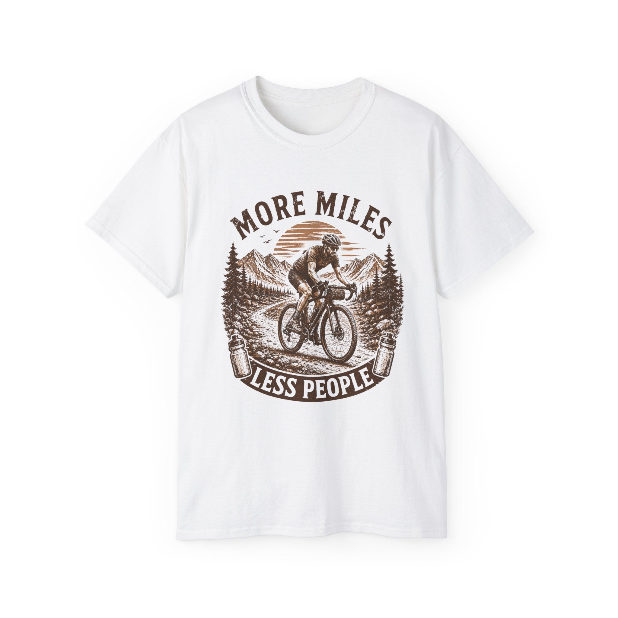 Gravel Cycling T‑Shirt — "More Miles, Less People" Gravel Bike Tee