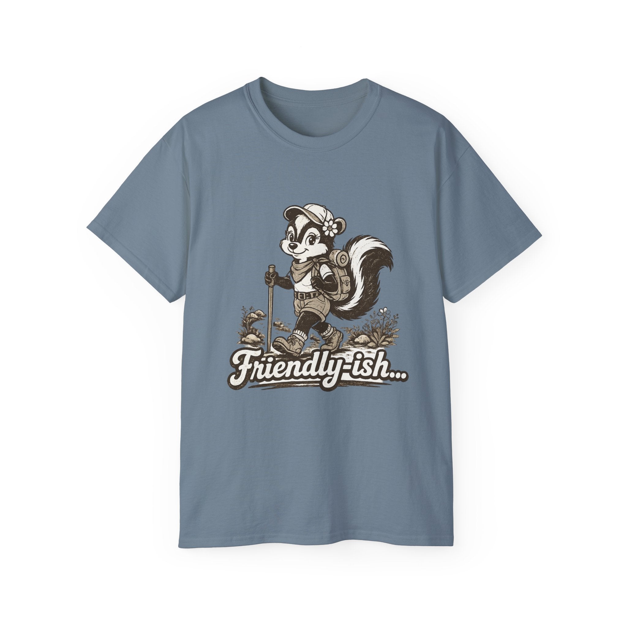 Friendly-ish Woman's Hiking Skunk Tee — Retro Outdoors Graphic T-Shirt