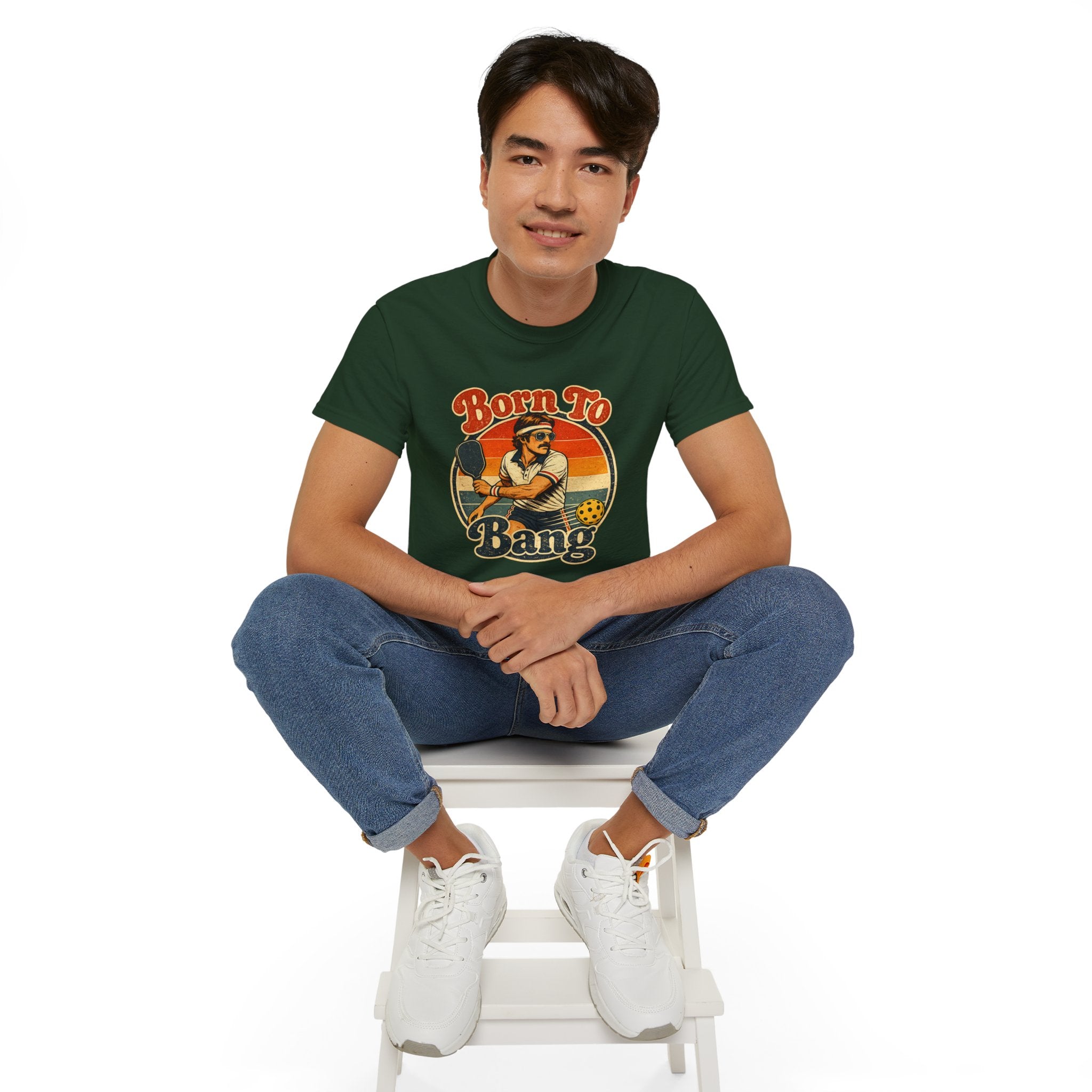 Men’s Born To Bang Vintage Pickleball T-Shirt — Retro Court Player Tee