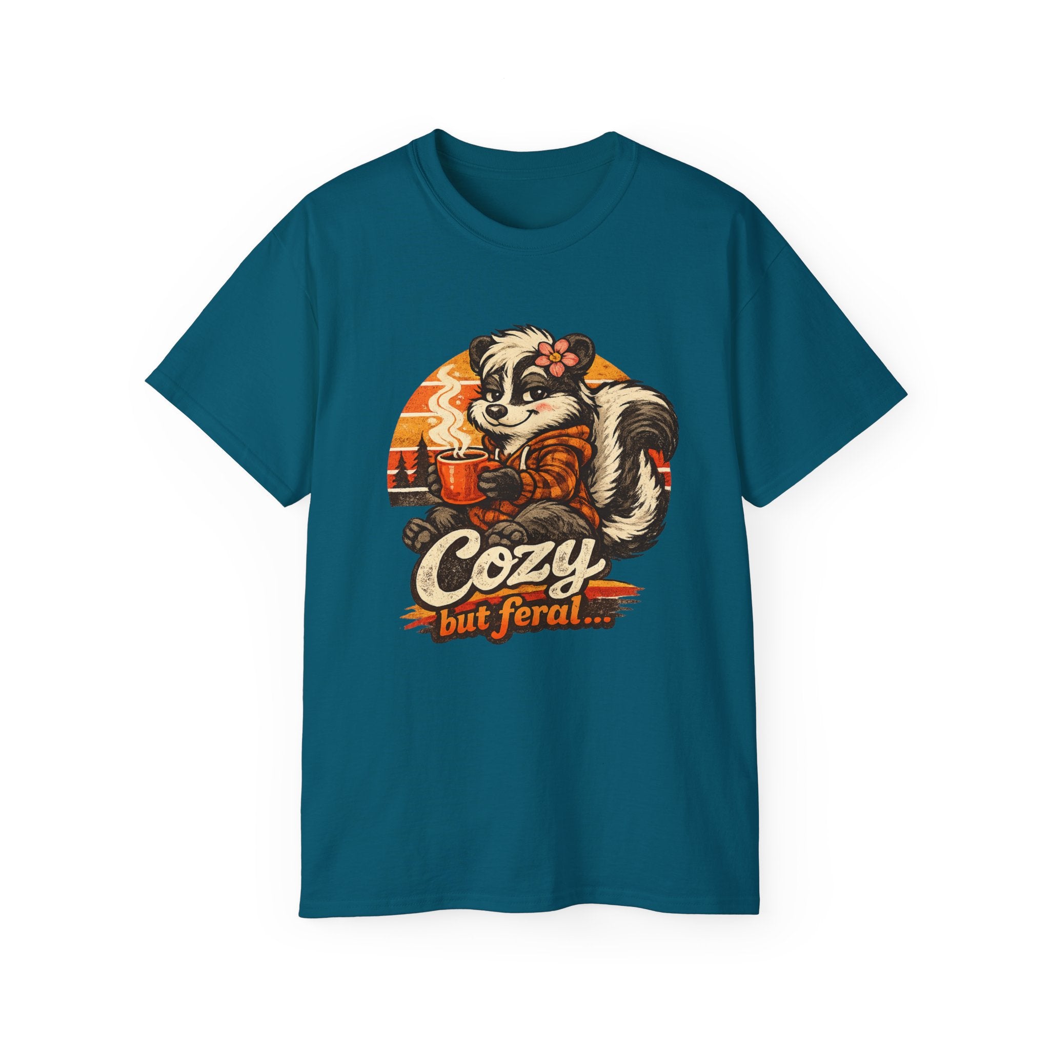 Cozy But Feral Skunk T-Shirt – Cute Retro Autumn Graphic Tee