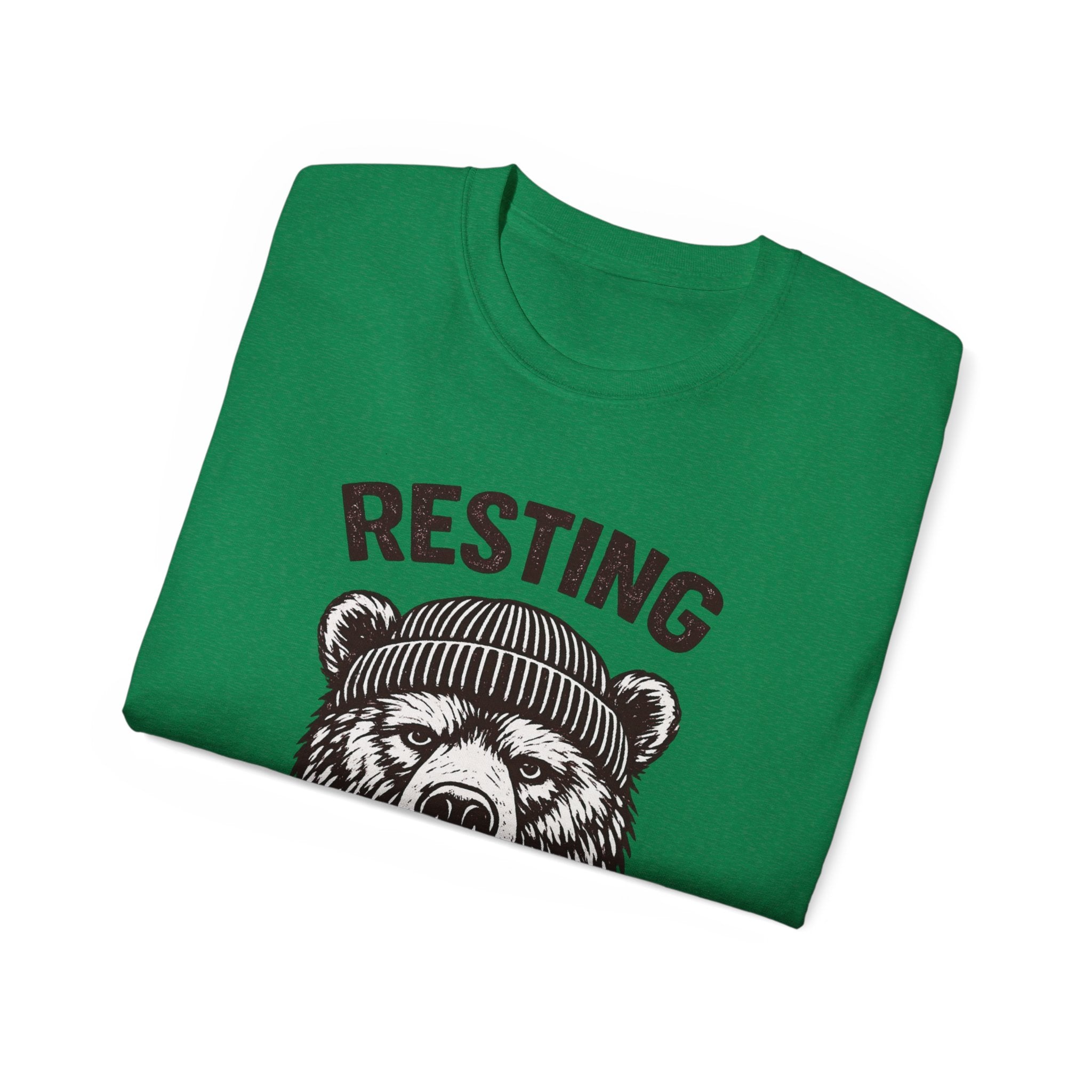 "Resting Bear Face" Graphic Tee, Funny Bear Illustration