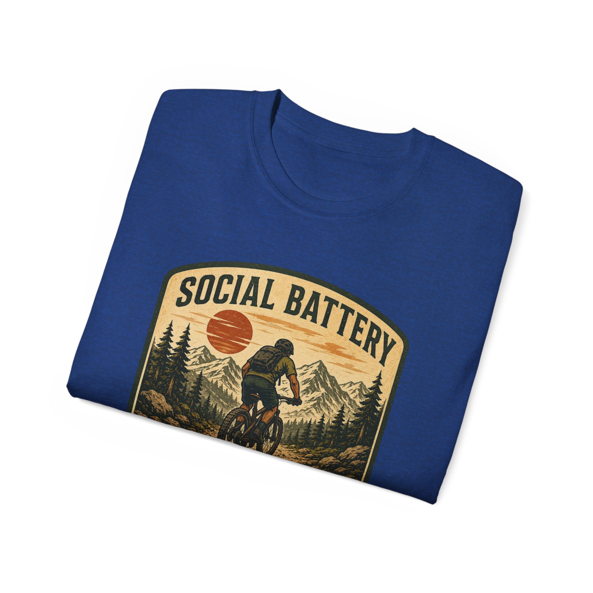 Mountain Biking Tee — "Social Battery Charges on Trails Only" Graphic T‑Shirt