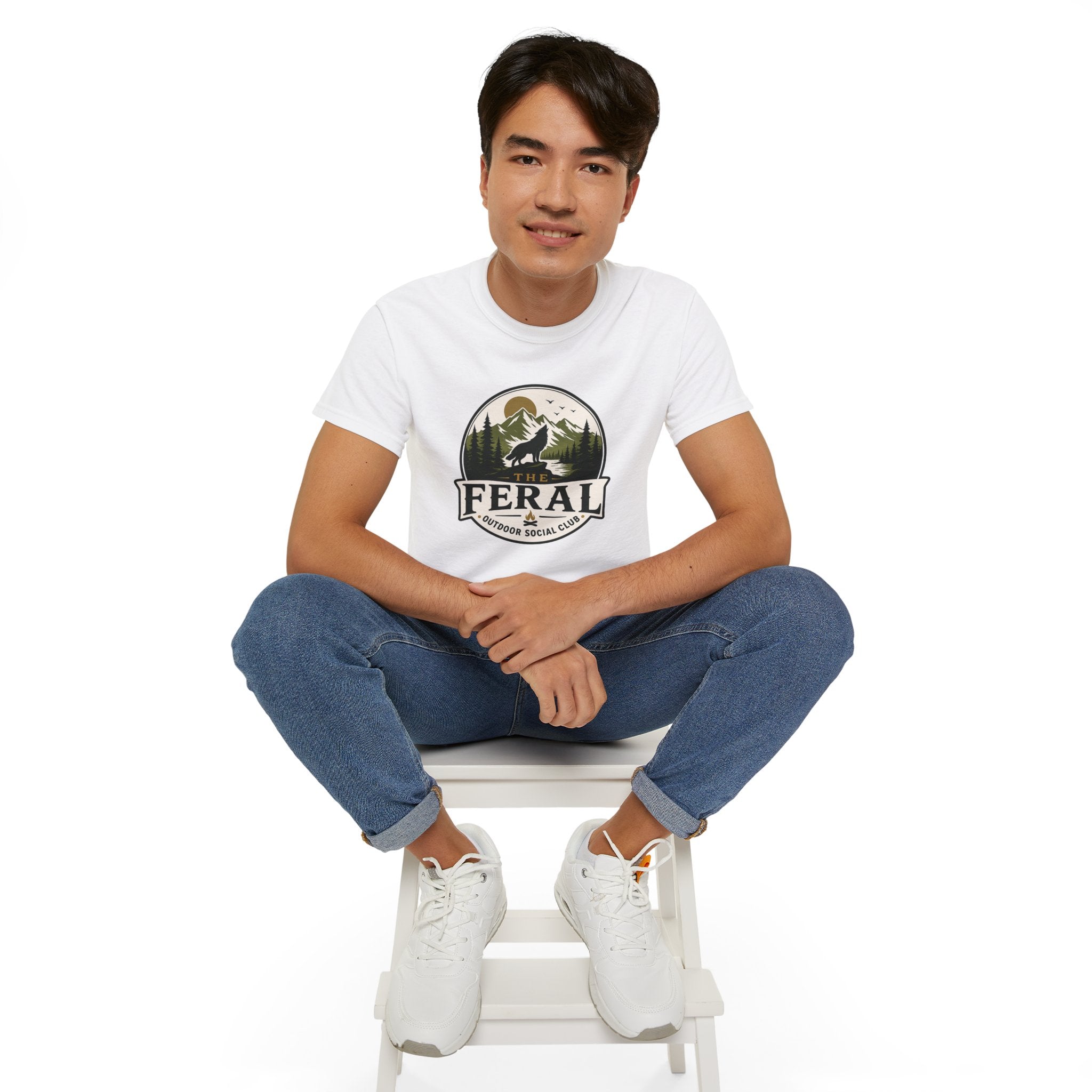 Feral Outdoor Social Club T-Shirt — Wilderness Wolf Logo Tee