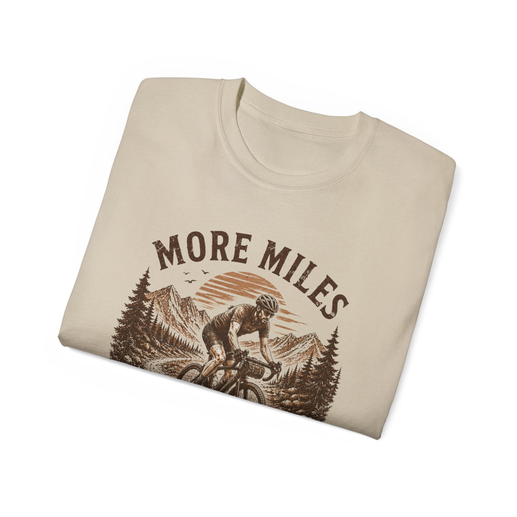 Gravel Cycling T‑Shirt — "More Miles, Less People" Gravel Bike Tee