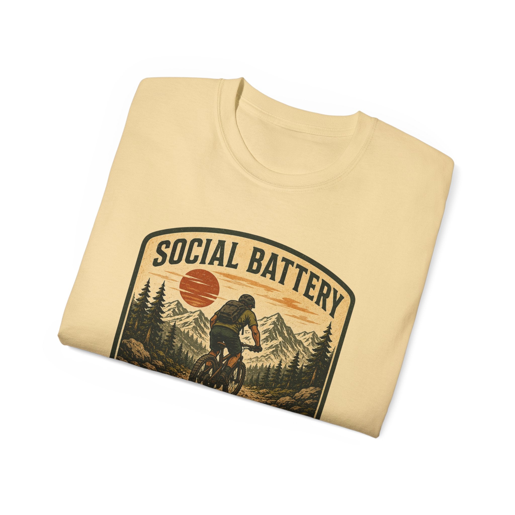 Mountain Biking Tee — "Social Battery Charges on Trails Only" Graphic T‑Shirt