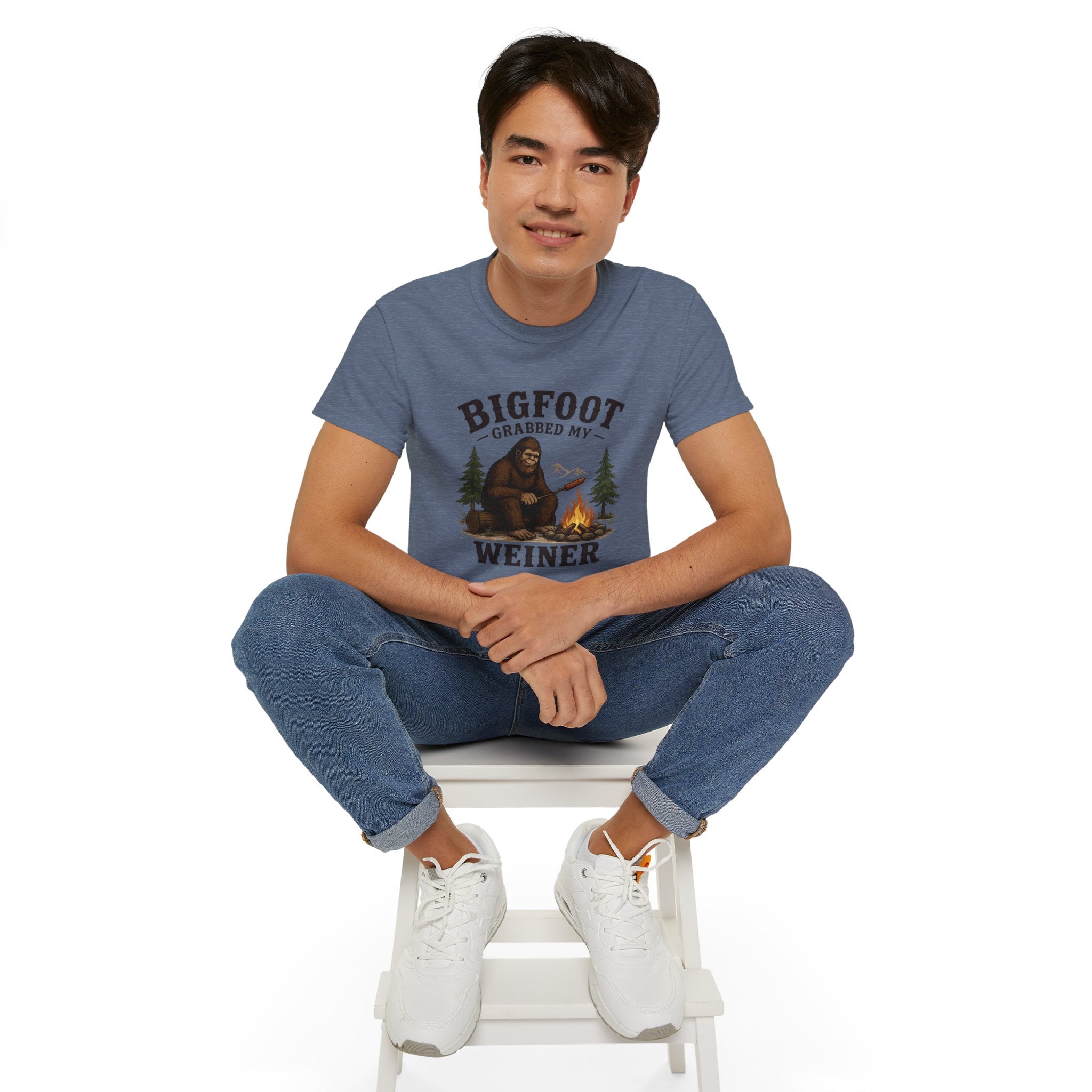 Bigfoot Grabbed My Weiner T-Shirt — Funny Camping Sasquatch Tee