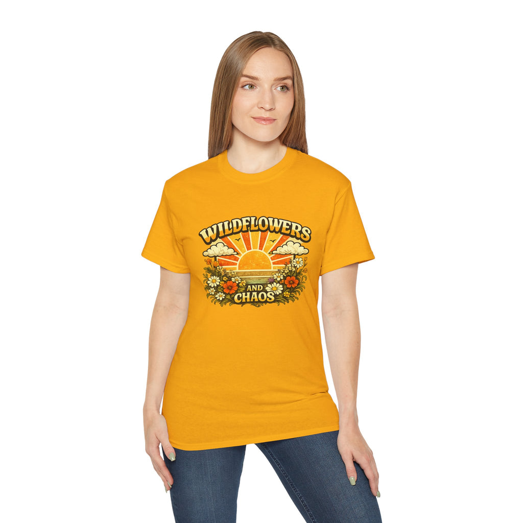 Wildflowers and Chaos Tee — Retro Sunflower Graphic T‑Shirt
