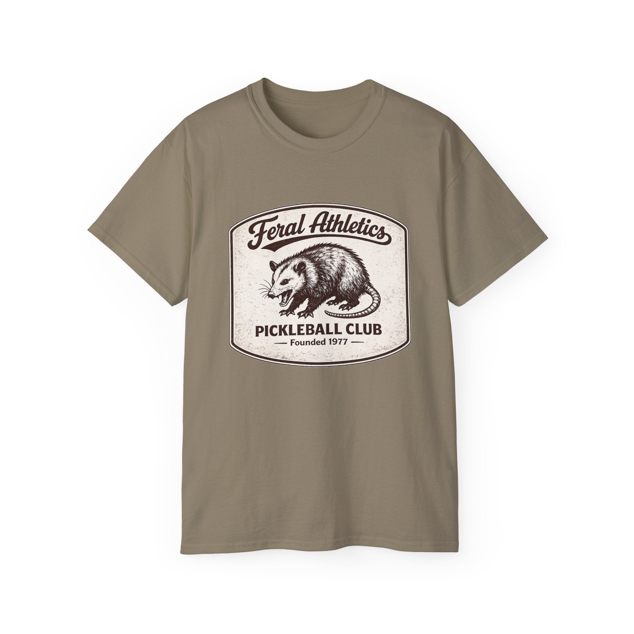 Pickleball Club Tee — "Feral Athletics" Vintage Possum Design