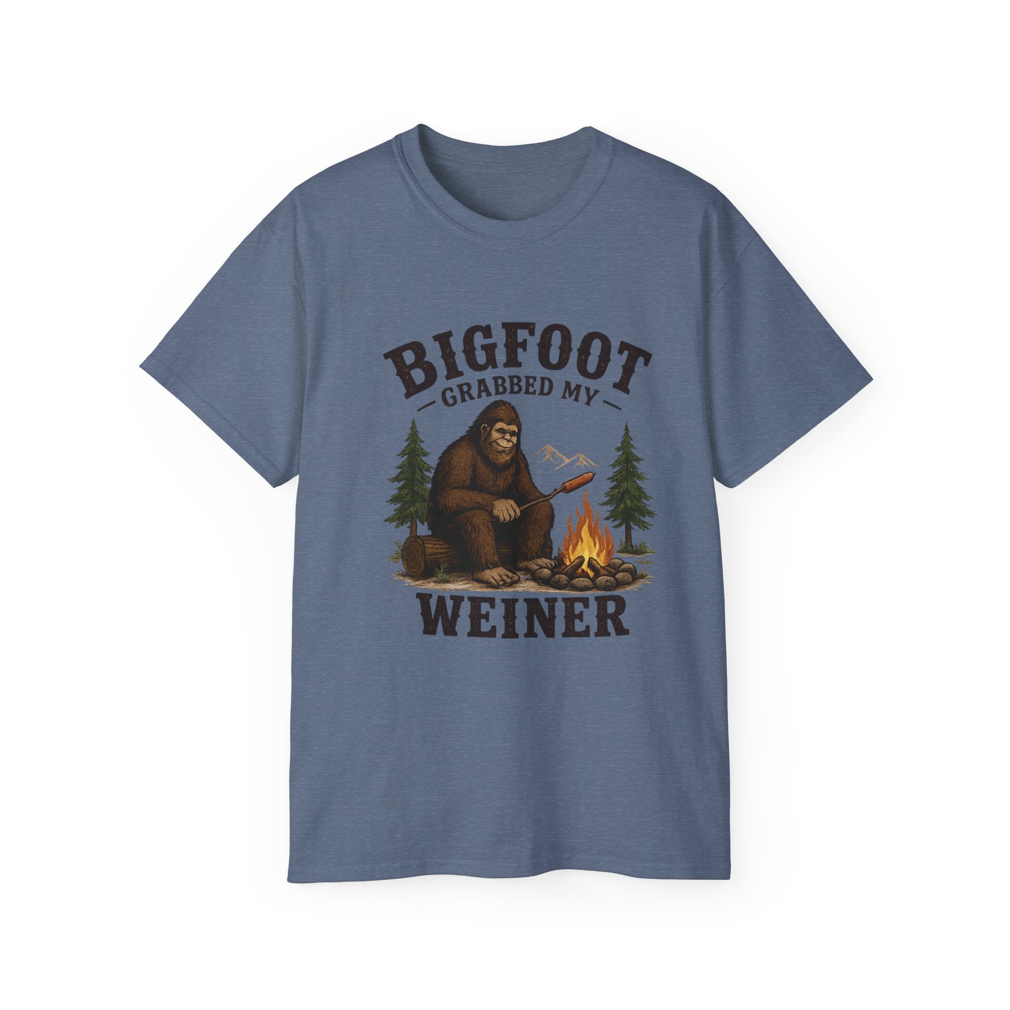 Bigfoot Grabbed My Weiner T-Shirt — Funny Camping Sasquatch Tee
