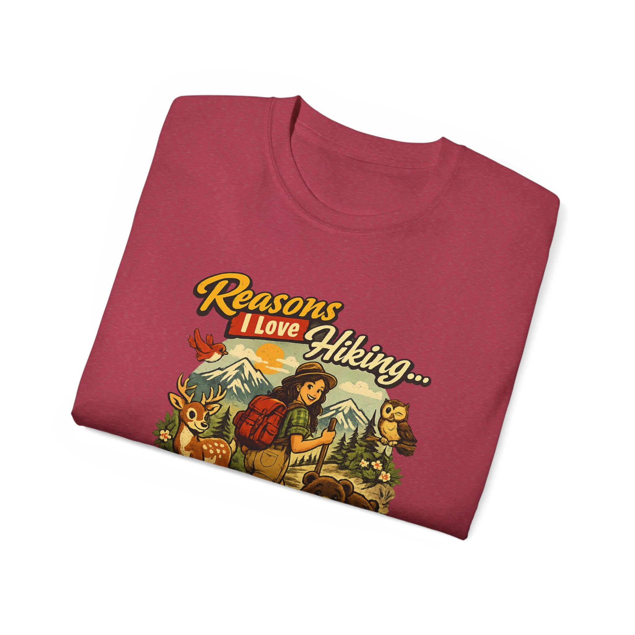 Hiking T-Shirt — "Reasons I Love Hiking... It Keeps Me From Being Charged For Murder" Retro Outdoor Tee