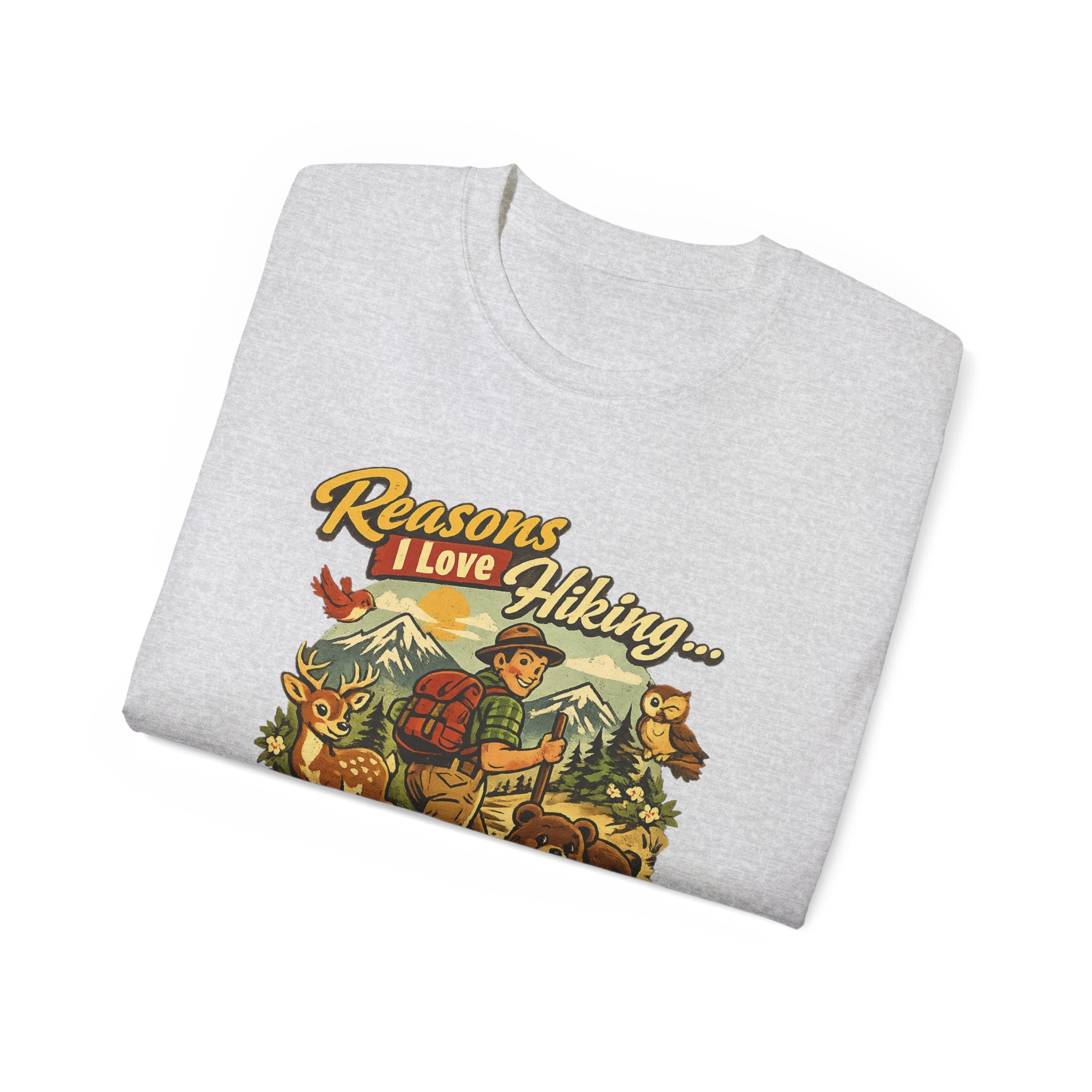 Hiking T-Shirt — Men’s "Reasons I Love Hiking... It Keeps Me From Being Charged For Murder" Vintage Outdoor Tee