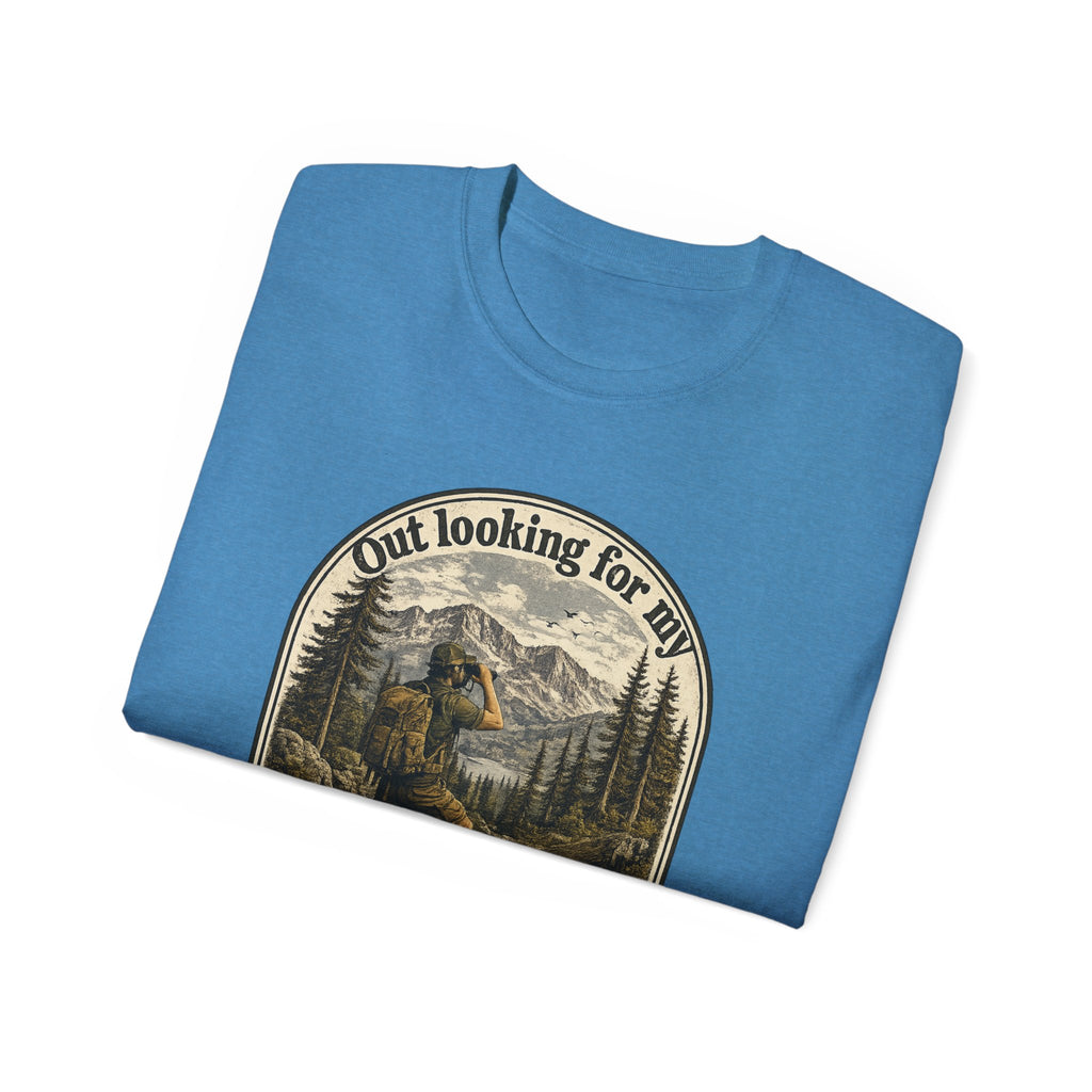 Adventure Graphic Tee — “Out Looking for My Will to Survive” Mountain Hiking Shirt