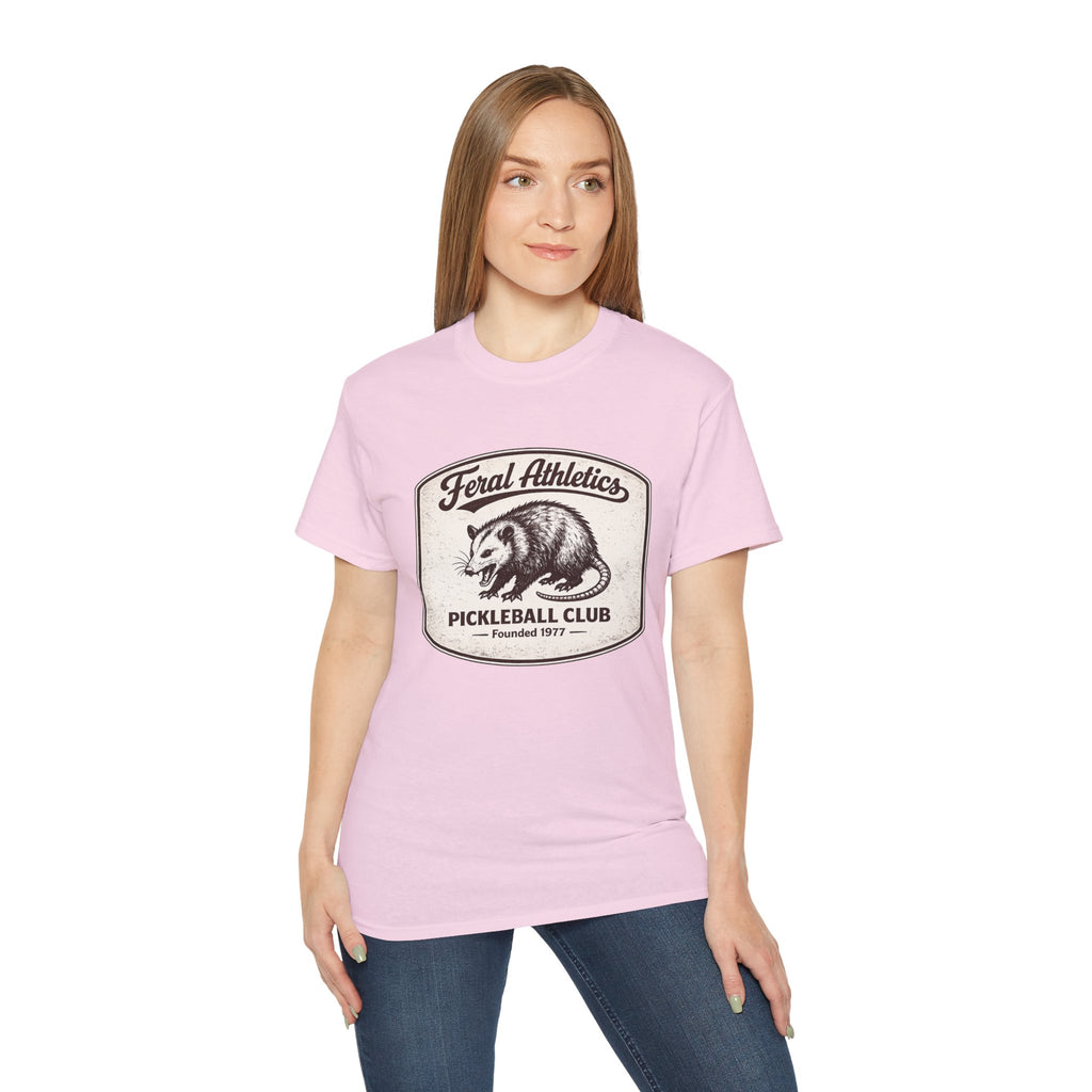 Pickleball Club Tee — "Feral Athletics" Vintage Possum Design