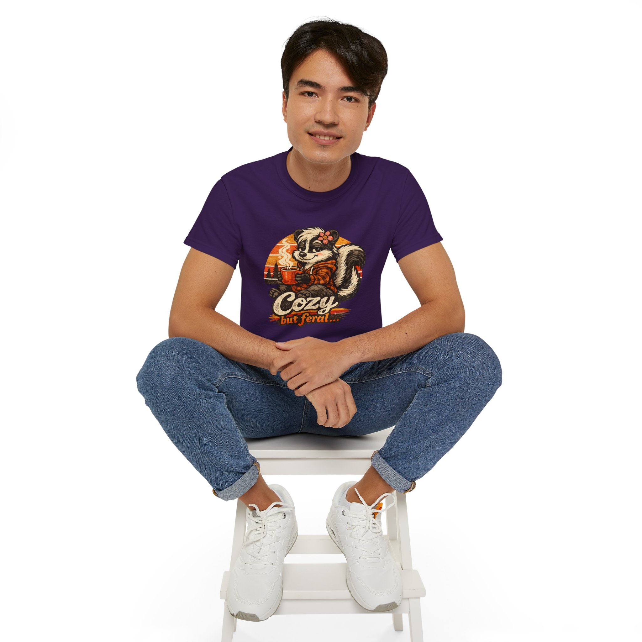Cozy But Feral Skunk T-Shirt – Cute Retro Autumn Graphic Tee