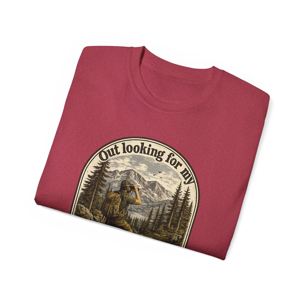 Adventure Graphic Tee — “Out Looking for My Will to Survive” Mountain Hiking Shirt