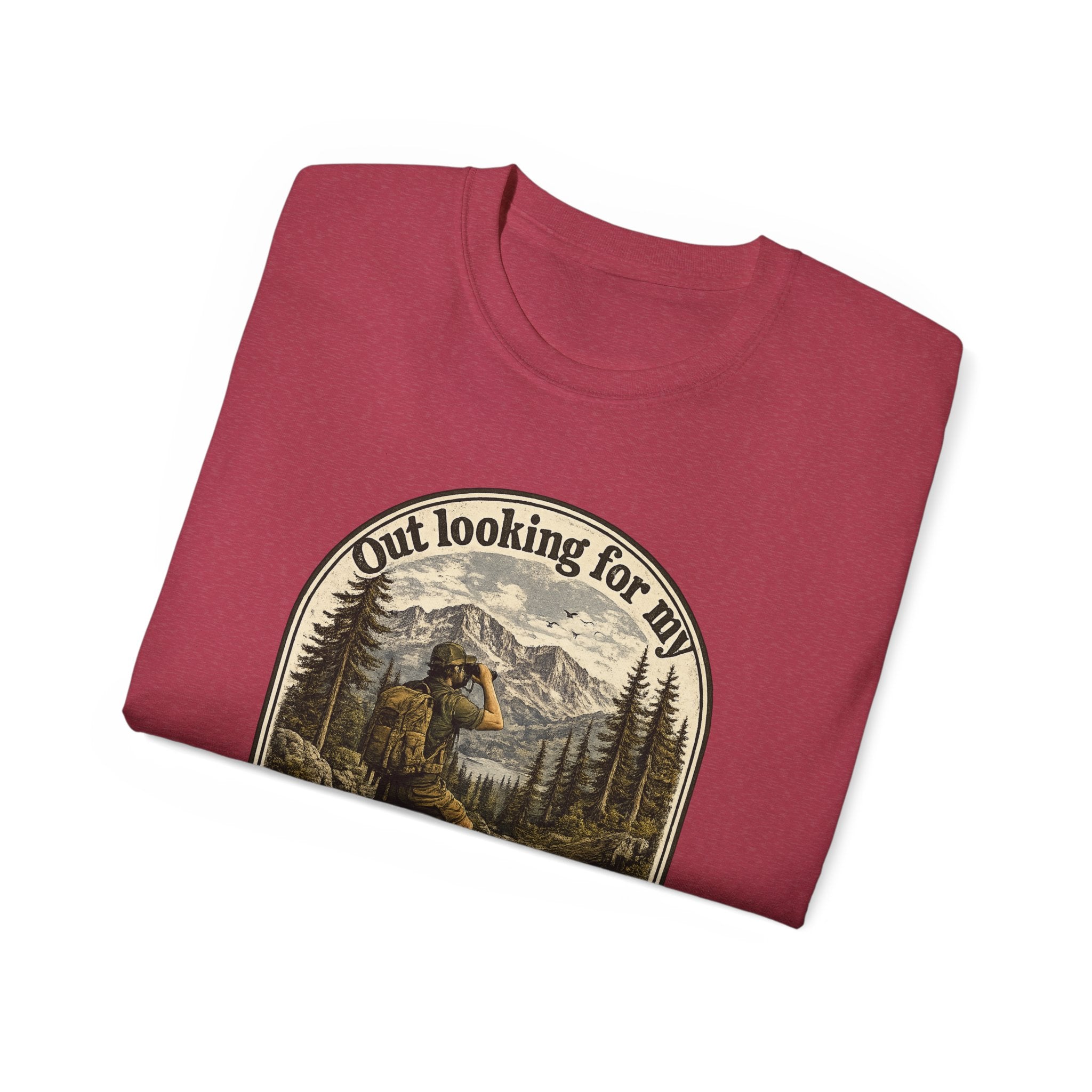 Adventure Graphic Tee — “Out Looking for My Will to Survive” Mountain Hiking Shirt