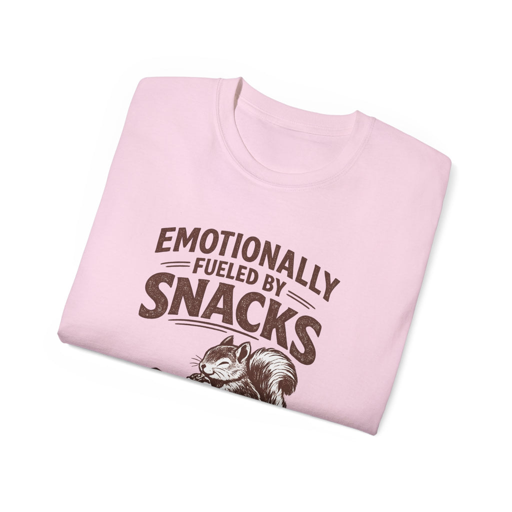 Emotionally Fueled by Snacks T-Shirt — Cute Squirrel Snack Graphic Tee