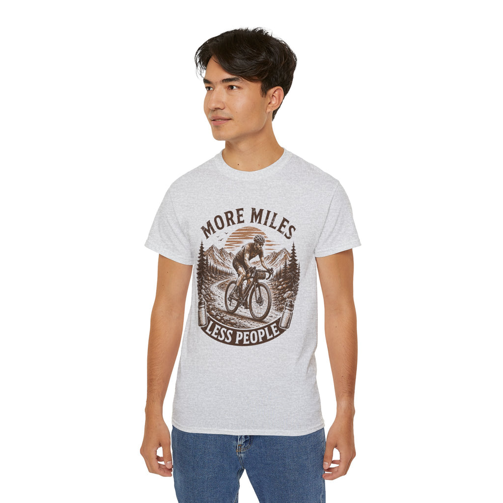 Gravel Cycling T‑Shirt — "More Miles, Less People" Gravel Bike Tee