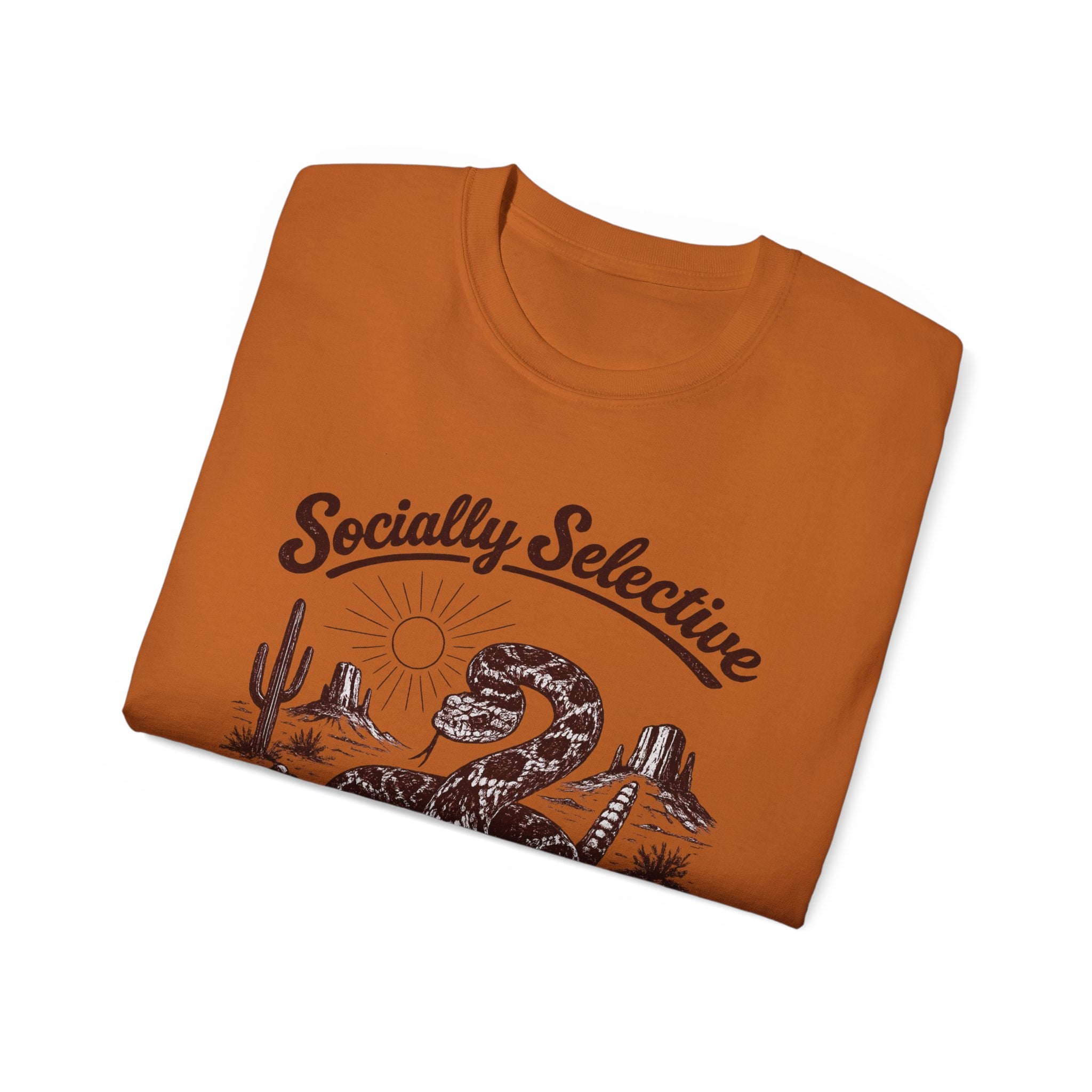T-Shirt — "Socially Selective Since Birth" Vintage Desert Snake Graphic Tee