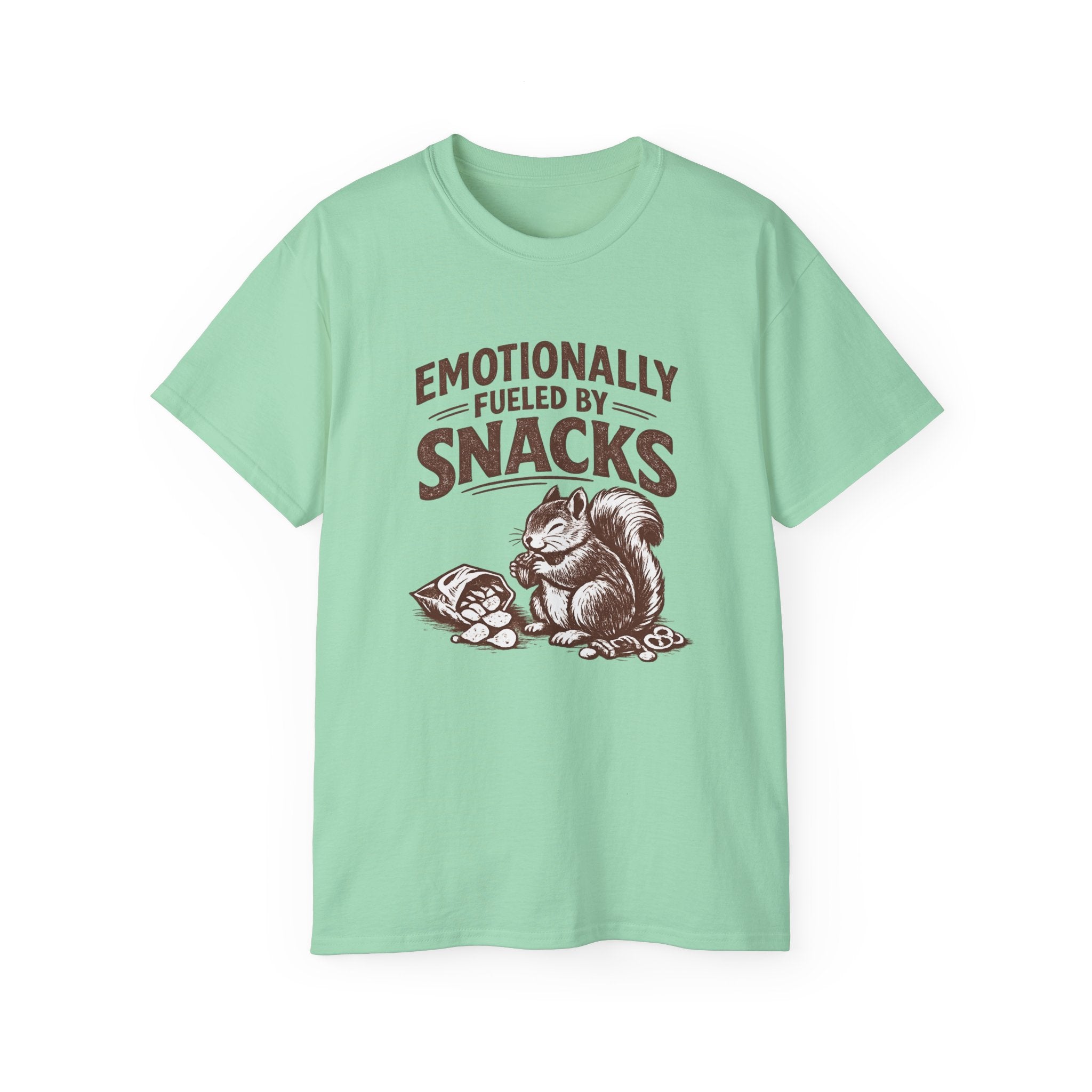 Emotionally Fueled by Snacks T-Shirt — Cute Squirrel Snack Graphic Tee