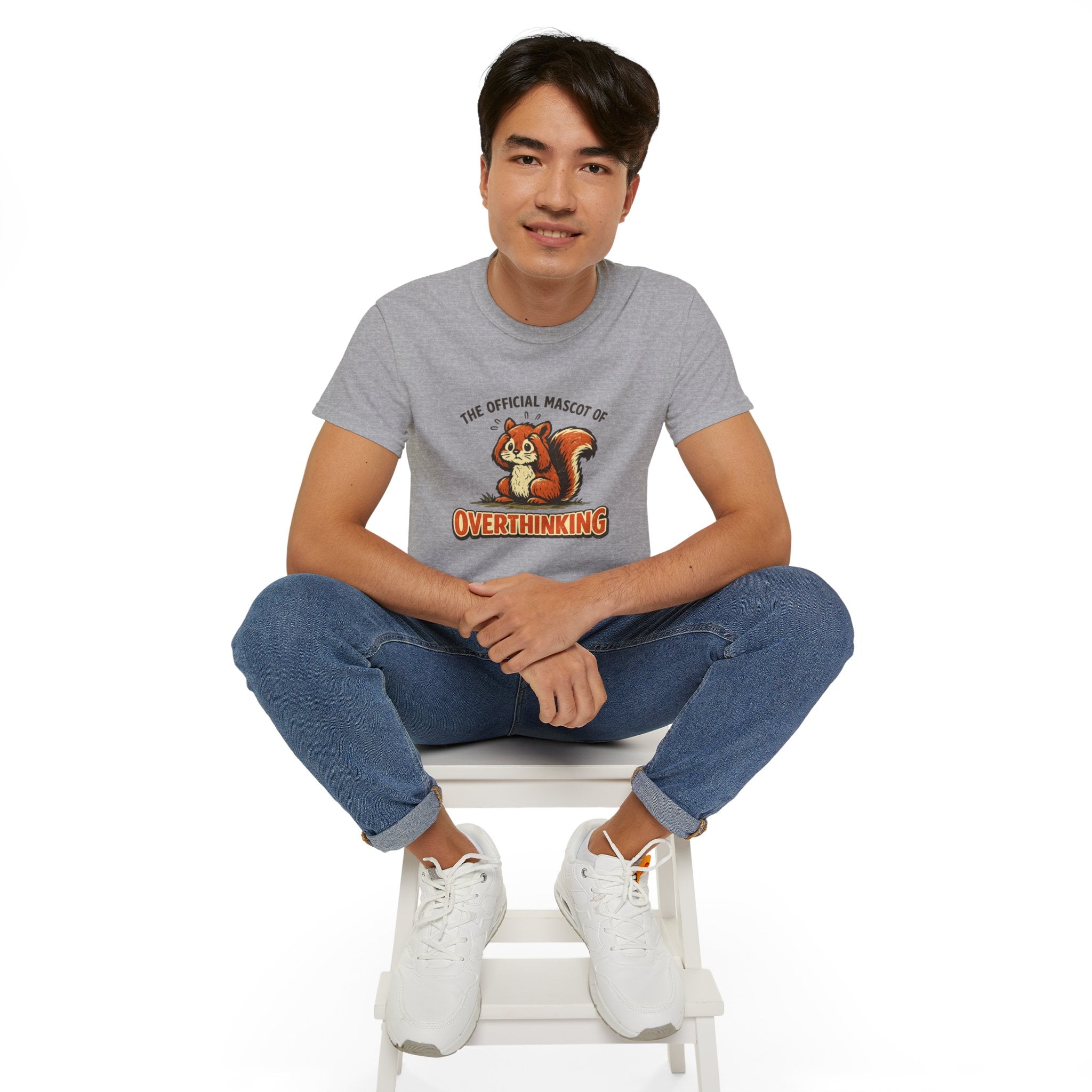 Overthinking Mascot T-Shirt — Cute Retro Squirrel Graphic Tee