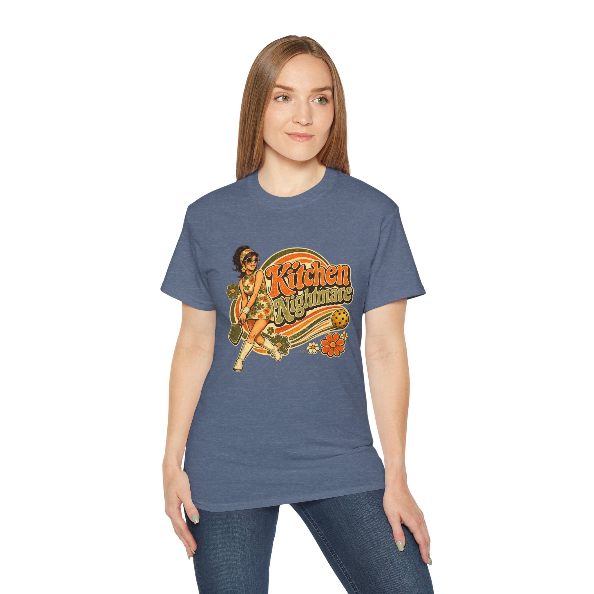 Kitchen Nightmare Retro Tee — Vintage Pinup Pickleball Graphic Shirt