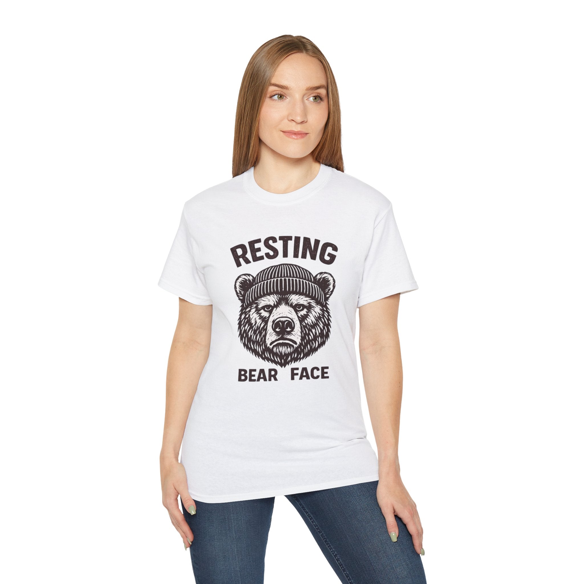 "Resting Bear Face" Graphic Tee, Funny Bear Illustration