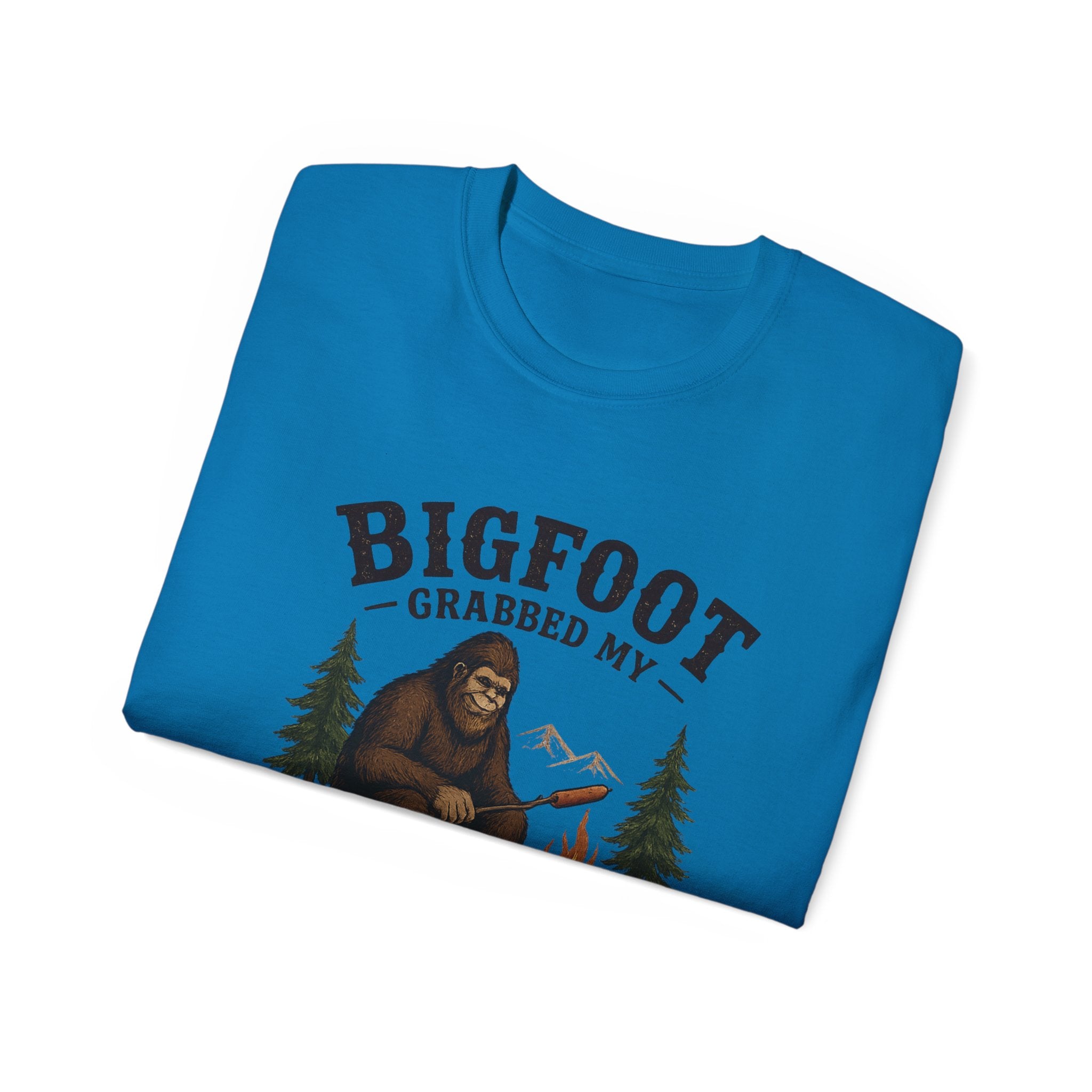 Bigfoot Grabbed My Weiner T-Shirt — Funny Camping Sasquatch Tee